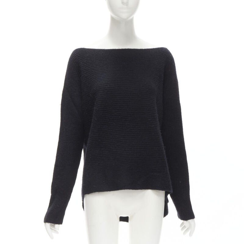 Vince VINCE black merino wool blend boat wide boat neck high low sweater M Size M / US 6-8 / IT 42-44 - 1 Thumbnail