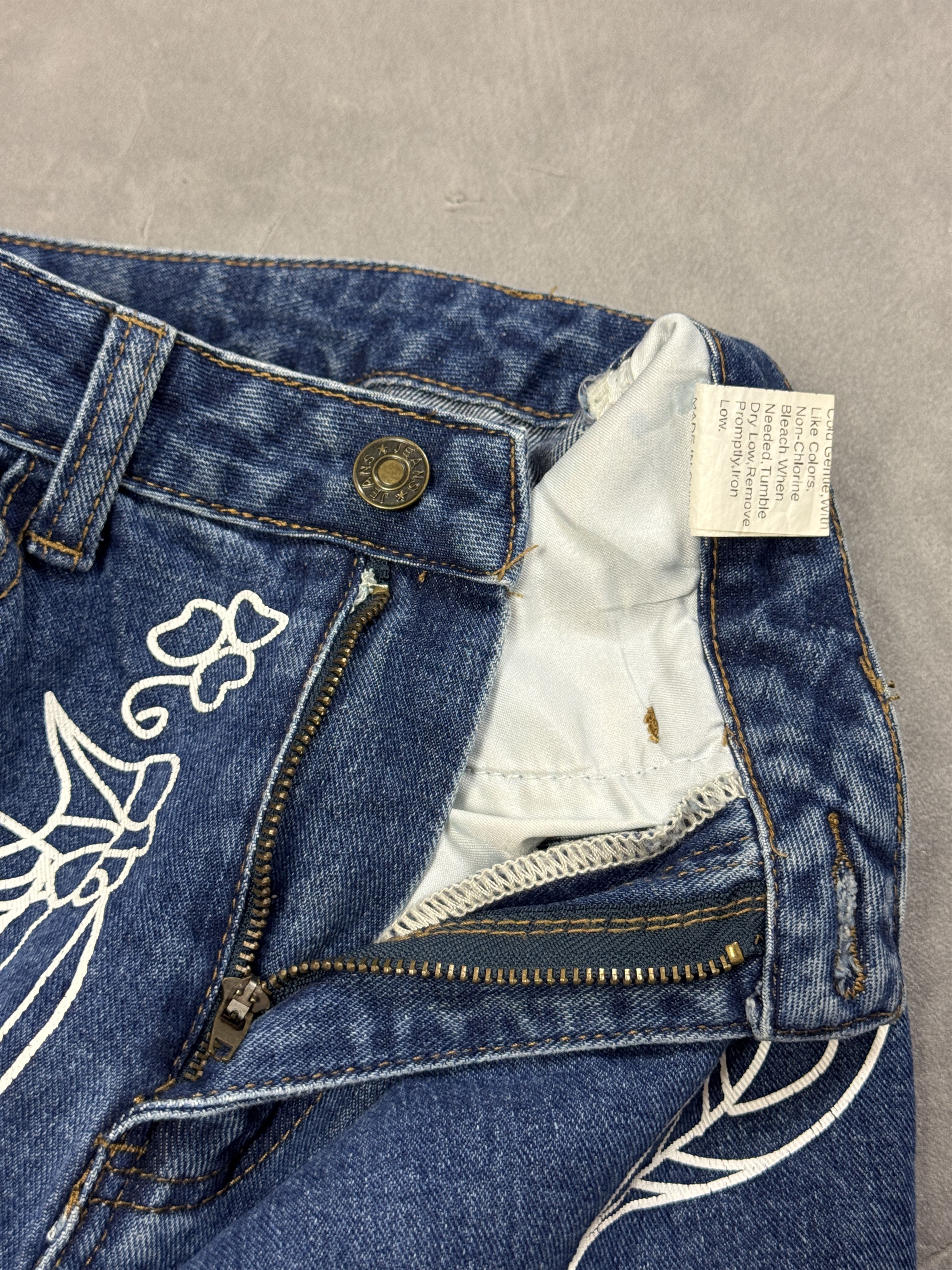 Vintage Y2K Denim Baggy Jeans with Retro Graphic Prints (S) 90s Size 26" / US 2 / IT 38 - 10 Thumbnail