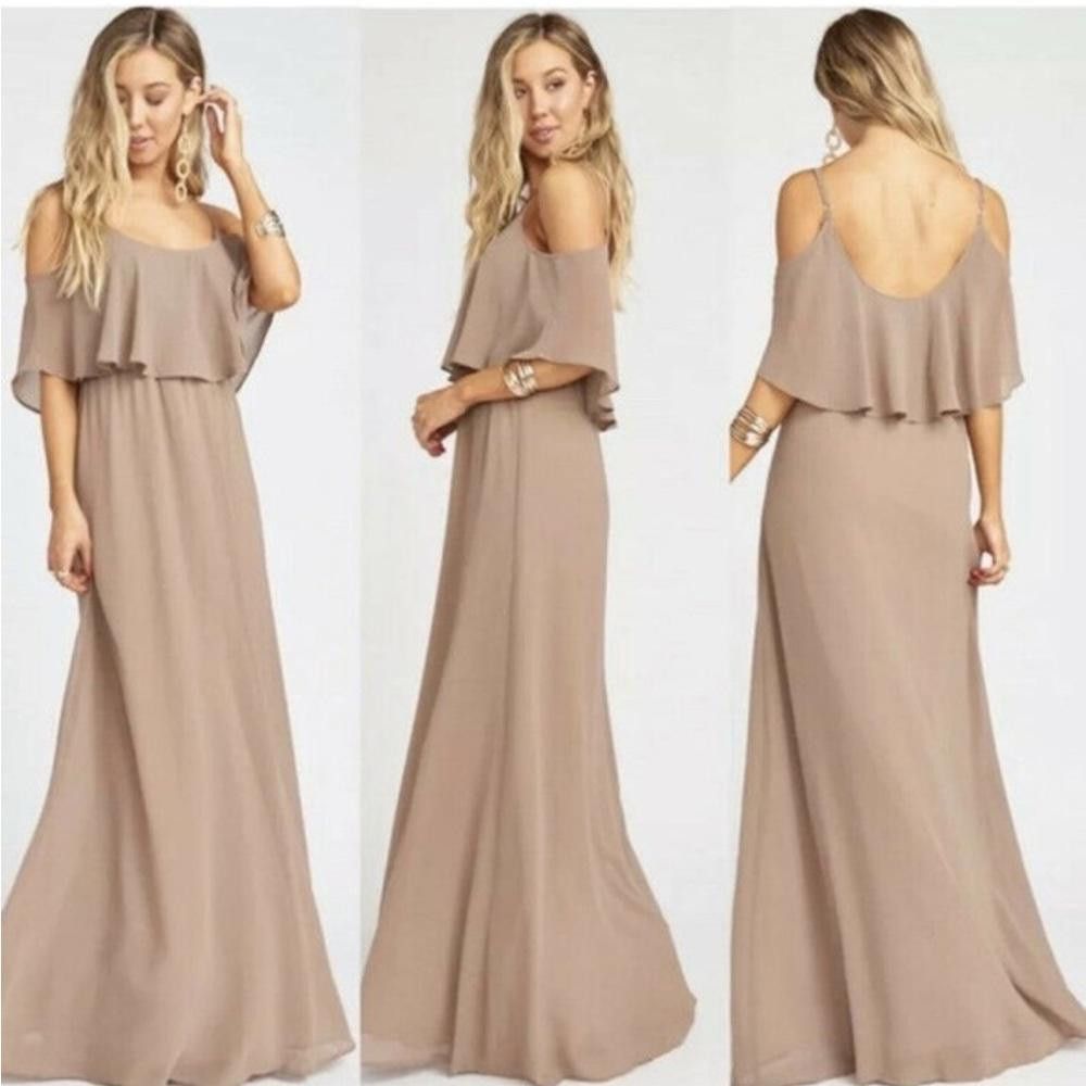 Designer Show Me Your Mumu l Caitlin Ruffle Maxi Dress Dune Chiffon S Size S / US 4 / IT 40 - 8 Thumbnail
