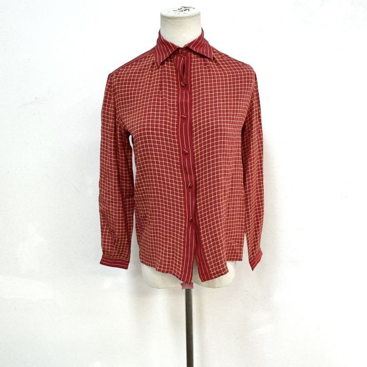 Dior Christian Dior Grid Pattern Silk Blouse Size S Size S / US 4 / IT 40 - 1 Thumbnail