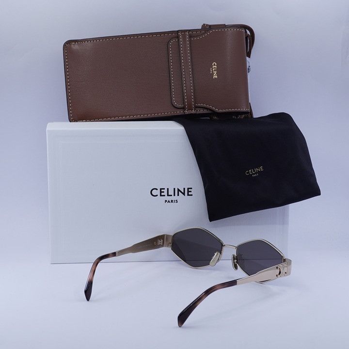 Celine Celine CL40254U 28A Sunglasses Gold Geometric Frame Size ONE SIZE - 11 Thumbnail