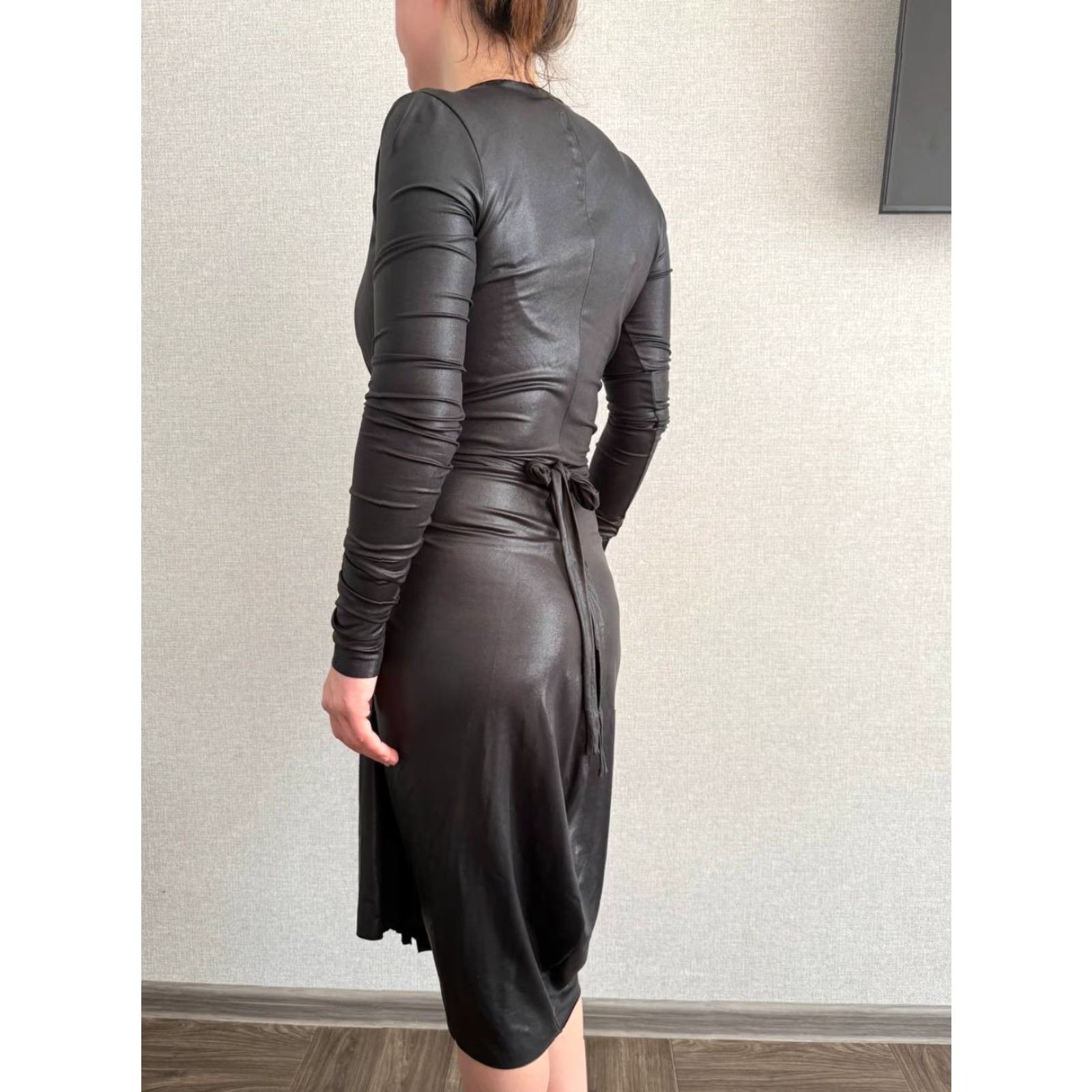 Rick Owens Rick Owens Lilies Draped Design V-Neck Dress Women 44 Black Midi Pencil Draped Logo Regular V-Neck Sleeveless Solid Dry Clean Only Vintage No Size M / US 6-8 / IT 42-44 - 2 Thumbnail
