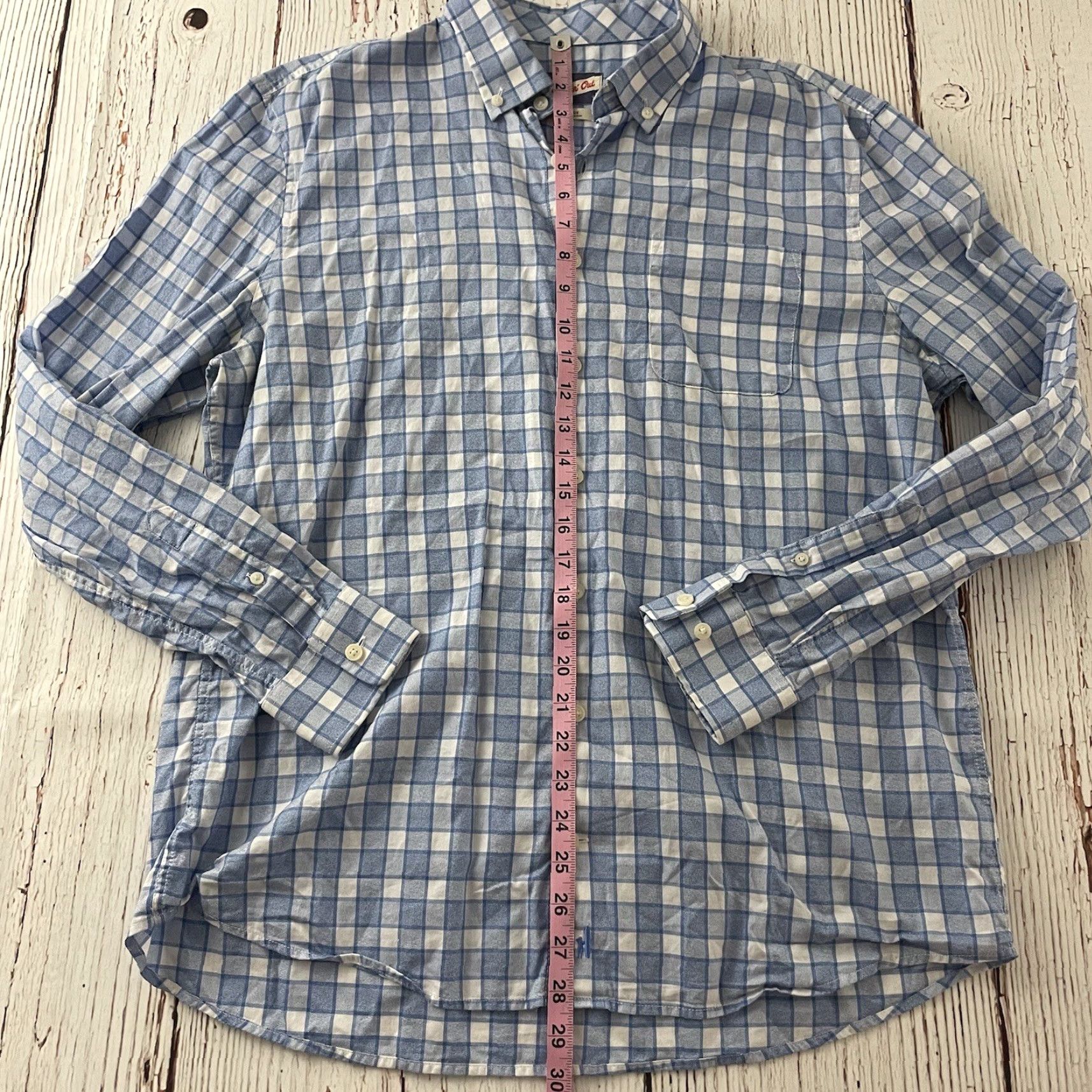 johnnie-O johnnie-O Plaid Long Sleeve Shirt Men Large Blue Button-Up Cotton Size US L / EU 52-54 / 3 - 4 Thumbnail