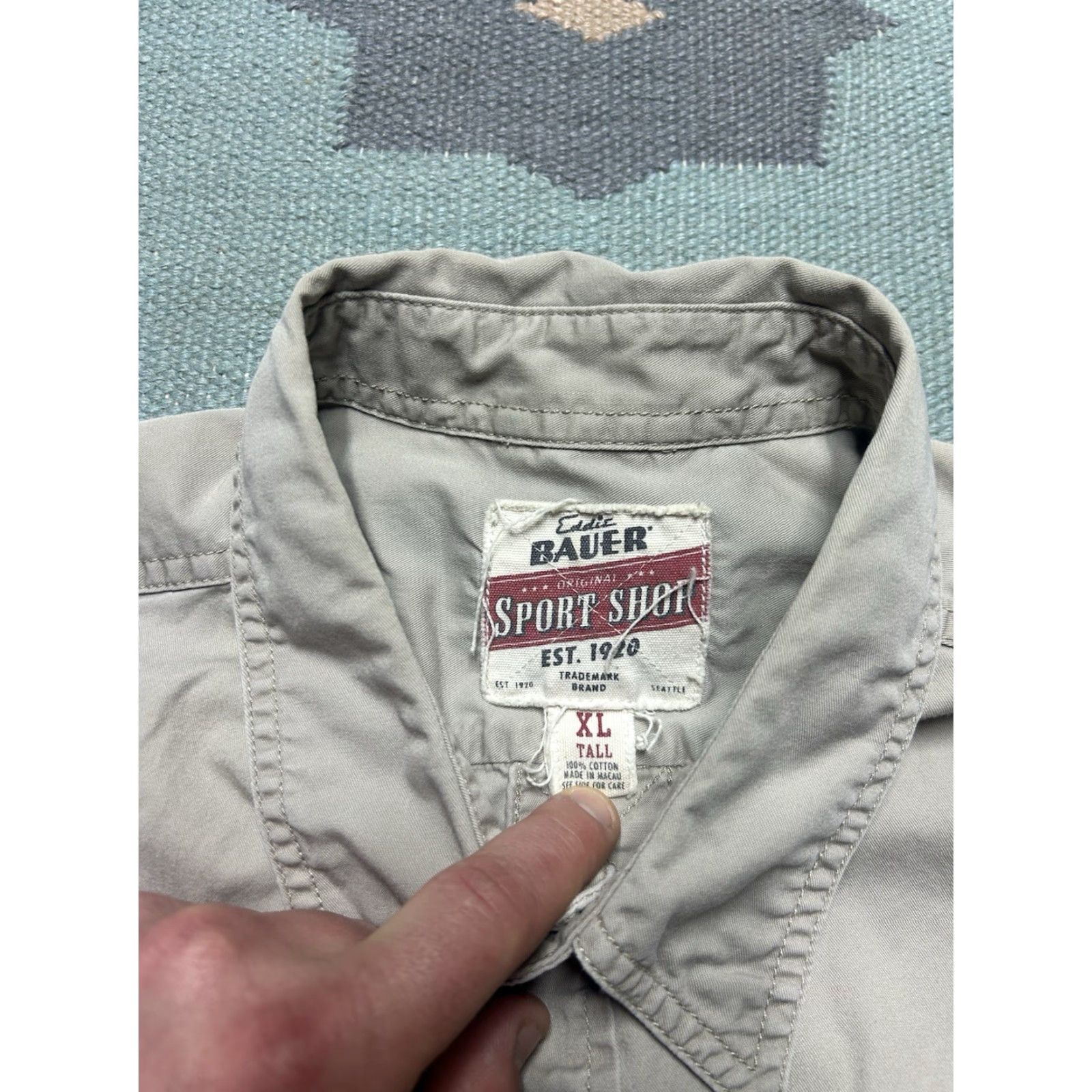 Eddie Bauer Eddie Bauer Sport Shop Long Sleeve Button-Up Shirt Outdoor Safari Tan Khaki XL Tall Beige Men Size US XL / EU 56 / 4 - 4 Thumbnail