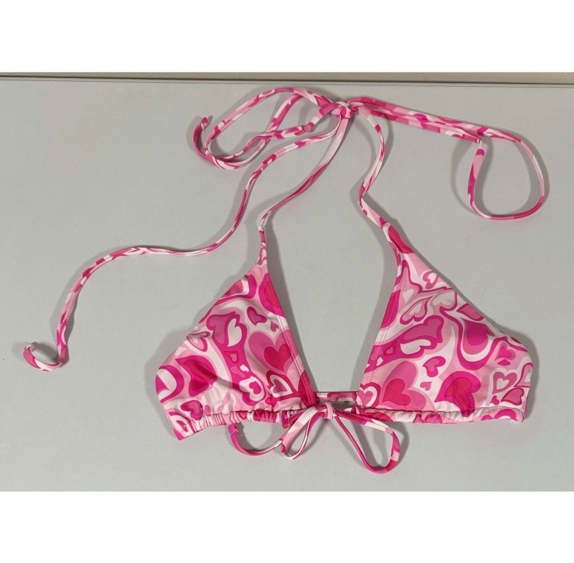 Japanese Brand × Vintage Pink Pastel Hearts Bikini Top Swimwear Bathing Suit Size S 🩷 Size S / US 4 / IT 40 - 1 Thumbnail