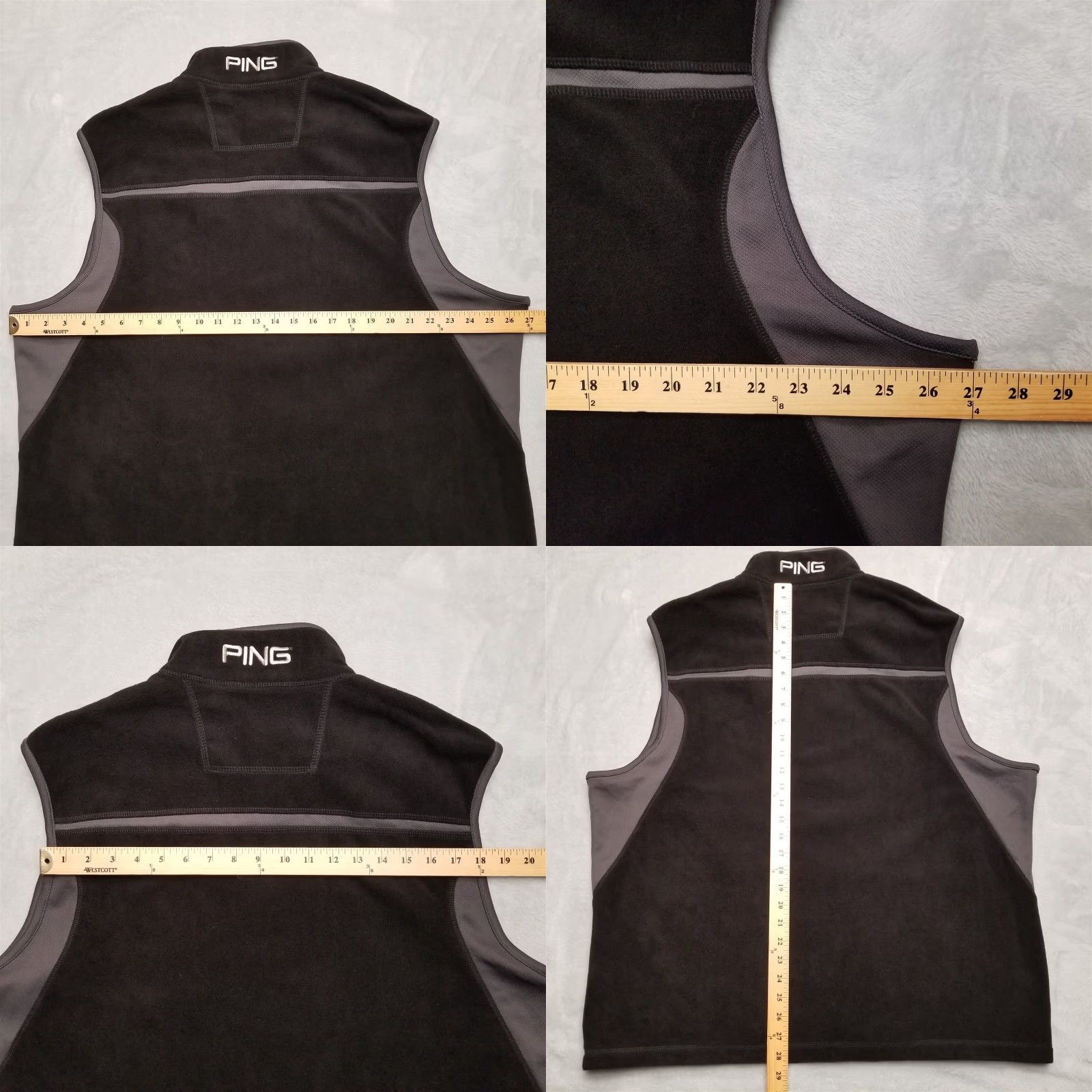 Vintage Ping Vest Mens XL Black Gray Full Zip Performance Fleece Golf Casual Windbreaker Pockets Embroidered Solid - Mens Size US XL / EU 56 / 4 - 8 Thumbnail