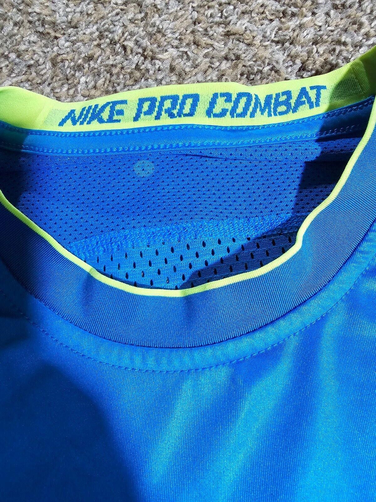 Nike Nike Pro Combat Shirt Mens L Blue Drifit Short Sleeve Fitted Size US L / EU 52-54 / 3 - 3 Thumbnail