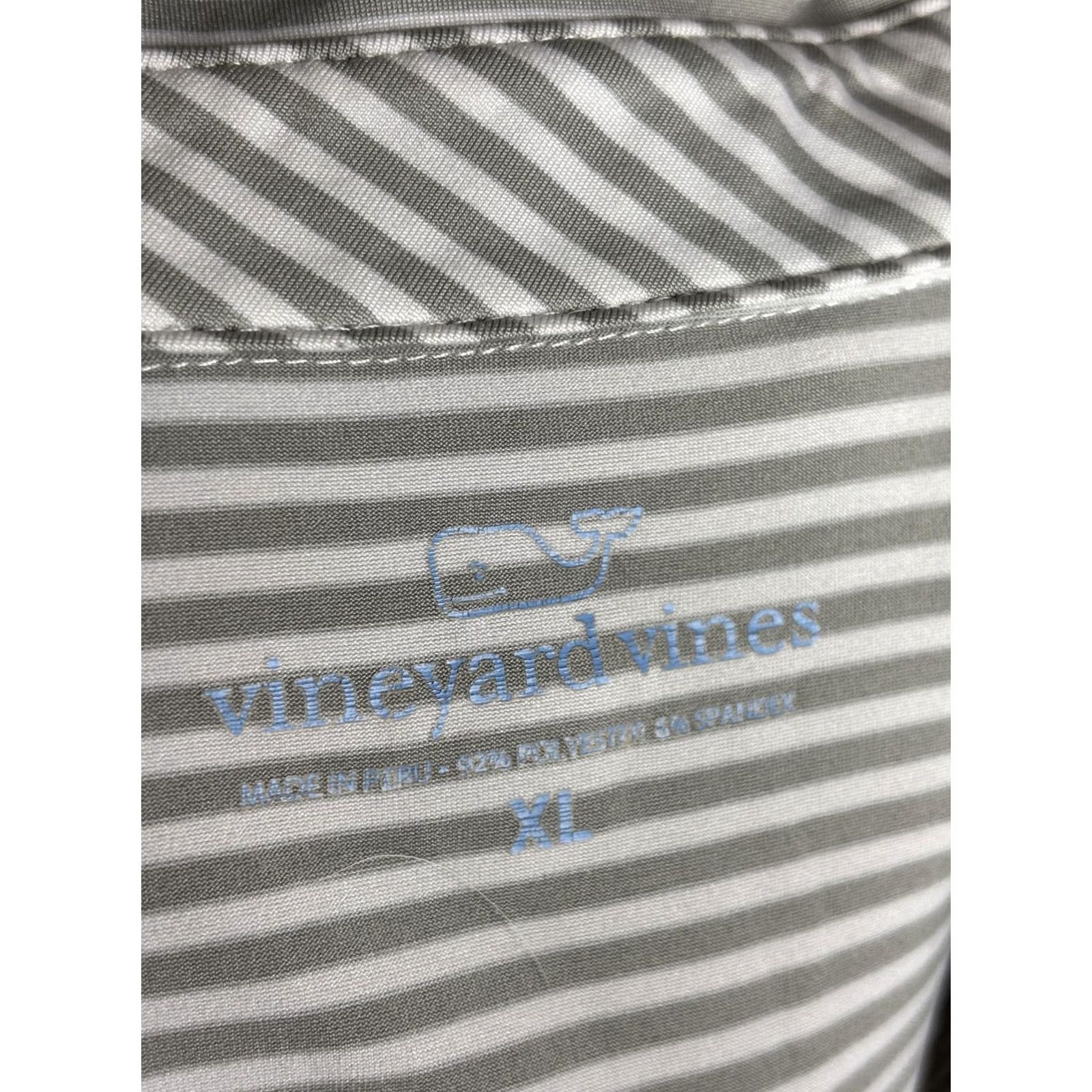 Vineyard Vines Vineyard Vines Polo Shirt Mens XL Gray White Stripe Performance Stretch Golf Shirt Size US XL / EU 56 / 4 - 4 Thumbnail