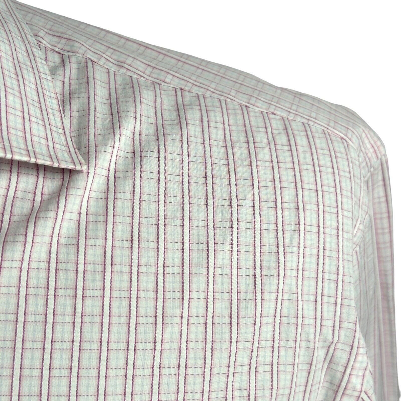 Hugo Boss Hugo Boss Gerald Dress Shirt 17.5 34/35 Pink White Button Up Size US XL / EU 56 / 4 - 4 Thumbnail