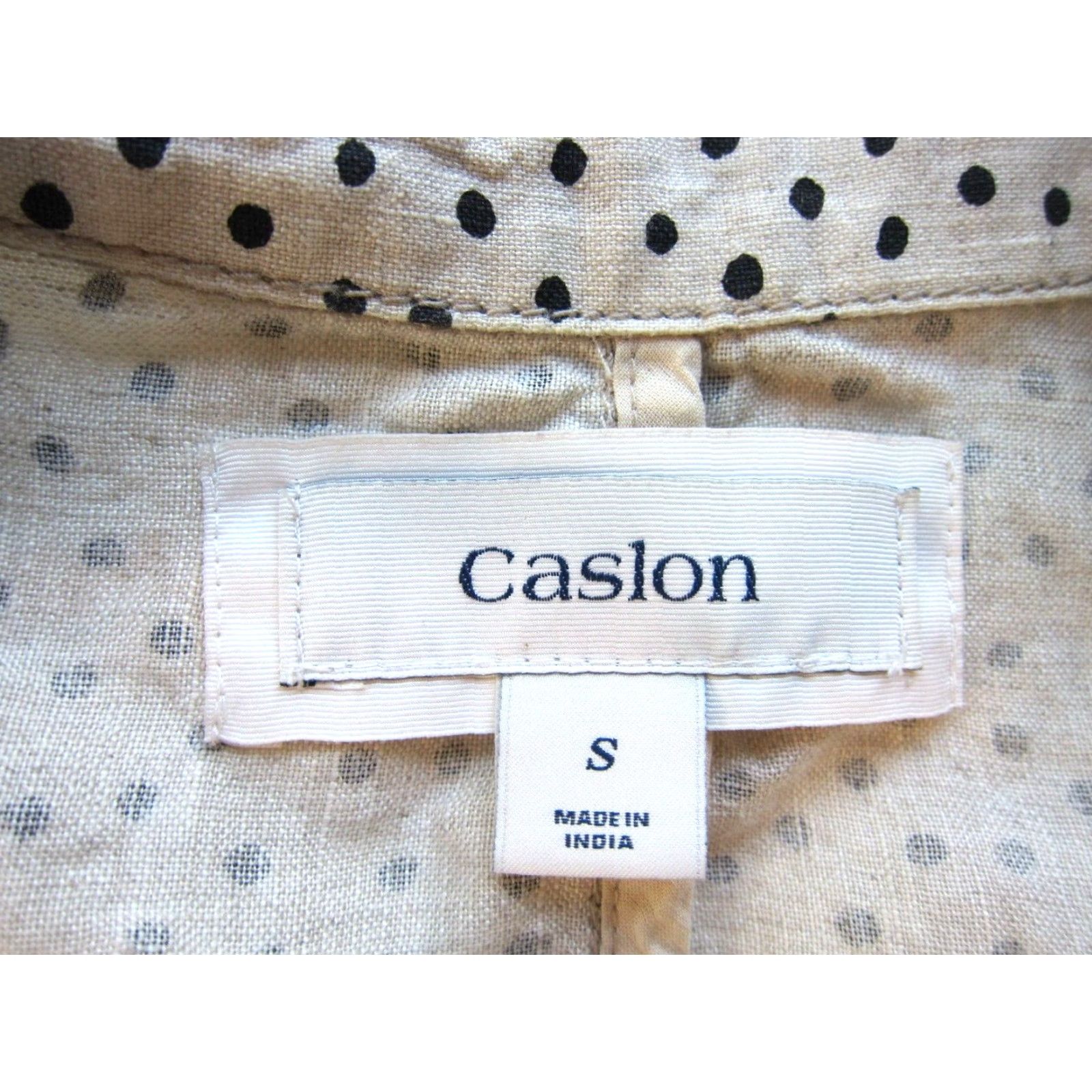 Vintage Caslon Blazer Woman S 3/4 Sleeve Ivory Linen Polka Dot Pocket Jacket Small Size S / US 4 / IT 40 - 3 Thumbnail