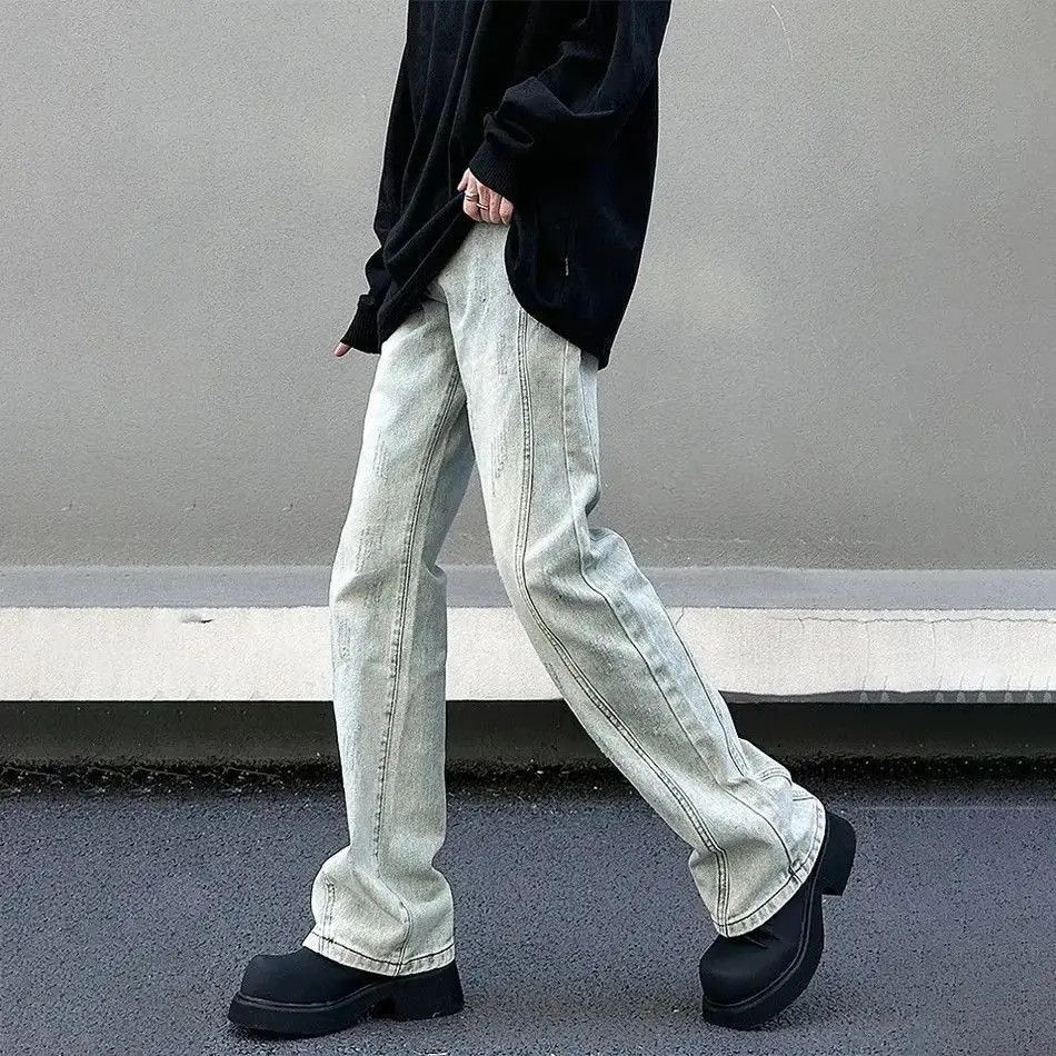 Japanese Brand Street Spliced Trousers Straight Leg Loose Denim Pants Size US 32 / EU 48 - 4 Thumbnail