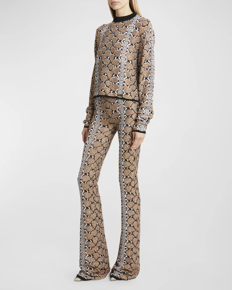 Balmain o1s1wg110825 Python Knit Sweatshirt in Brown Size M / US 6-8 / IT 42-44 - 2 Thumbnail