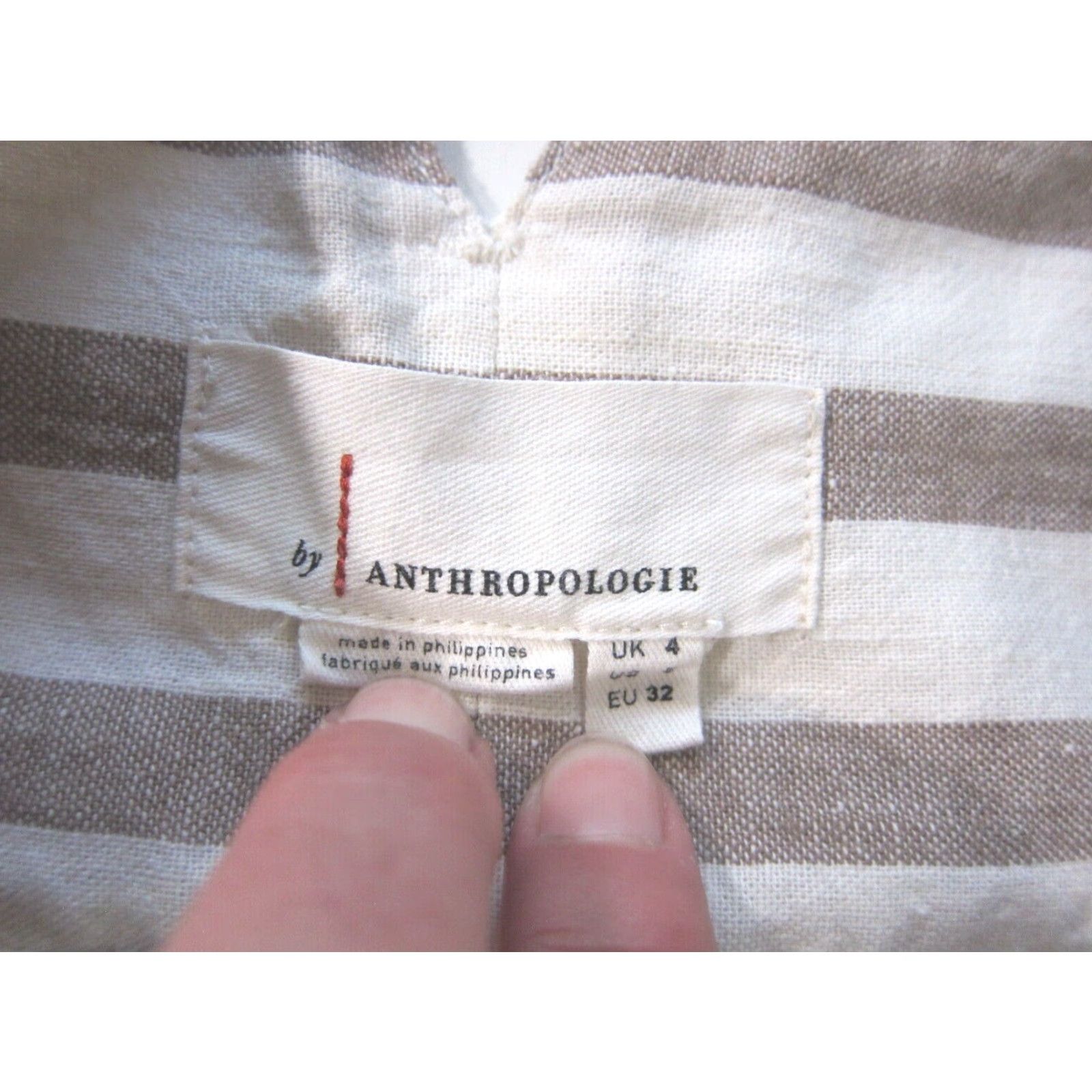 Anthropologie By Anthropologie Linen Cotton White Brown Stripe High Rise Pocket Chino Pant 0 Size 25" / US 0 / IT 36 - 4 Thumbnail