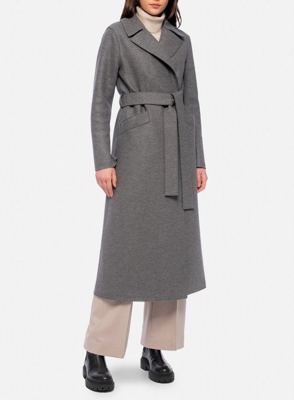 Harris Wharf London o1s22i1n1024 Pressed Wool Long Coat in Grey Size M / US 6-8 / IT 42-44 - 5 Thumbnail