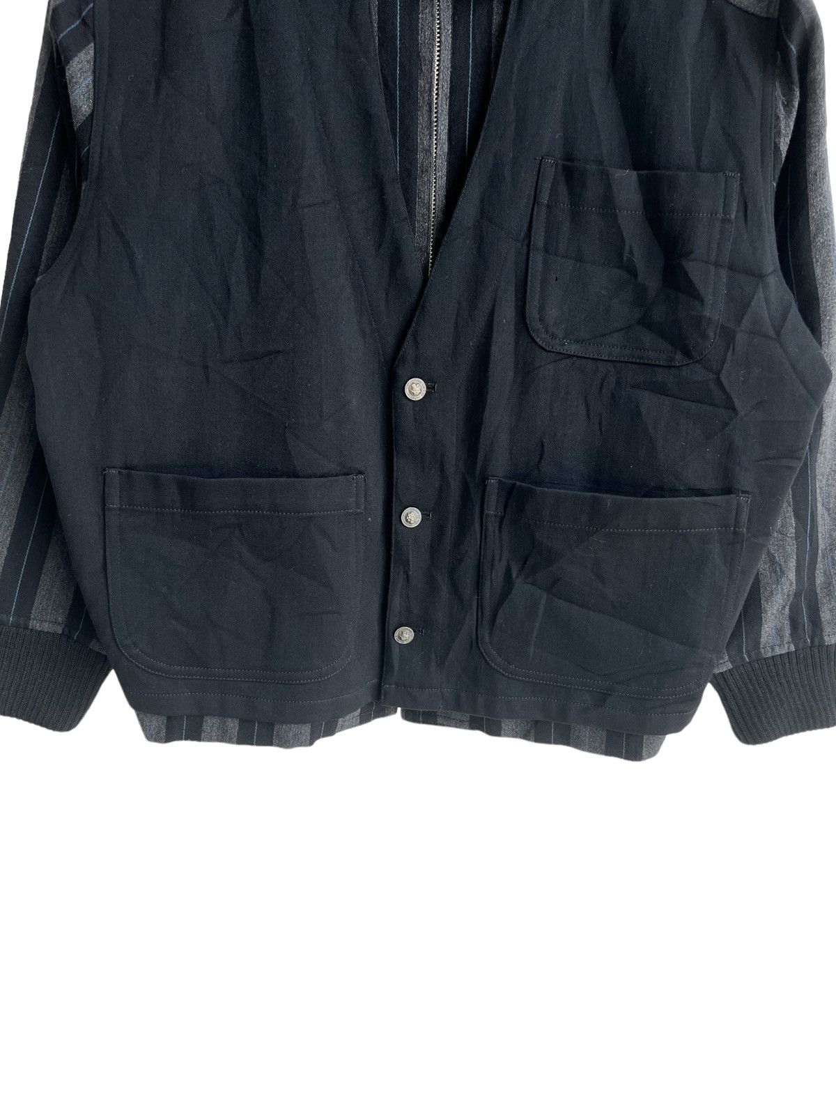 Comme des Garcons Homme Deux 80s Half Moon TK CDG Hybrid Vest Striped Boxy Bomber Jacket Size US L / EU 52-54 / 3 - 7 Thumbnail