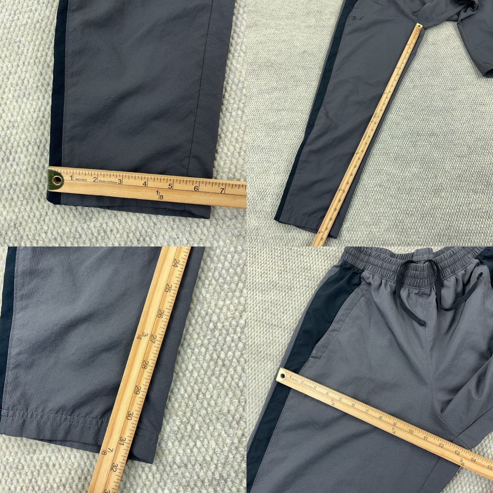 Under Armour Under Armour Pants Men Medium Gray Black Windbreaker Joggers Track Pants Baggy Size US 31 - 8 Thumbnail