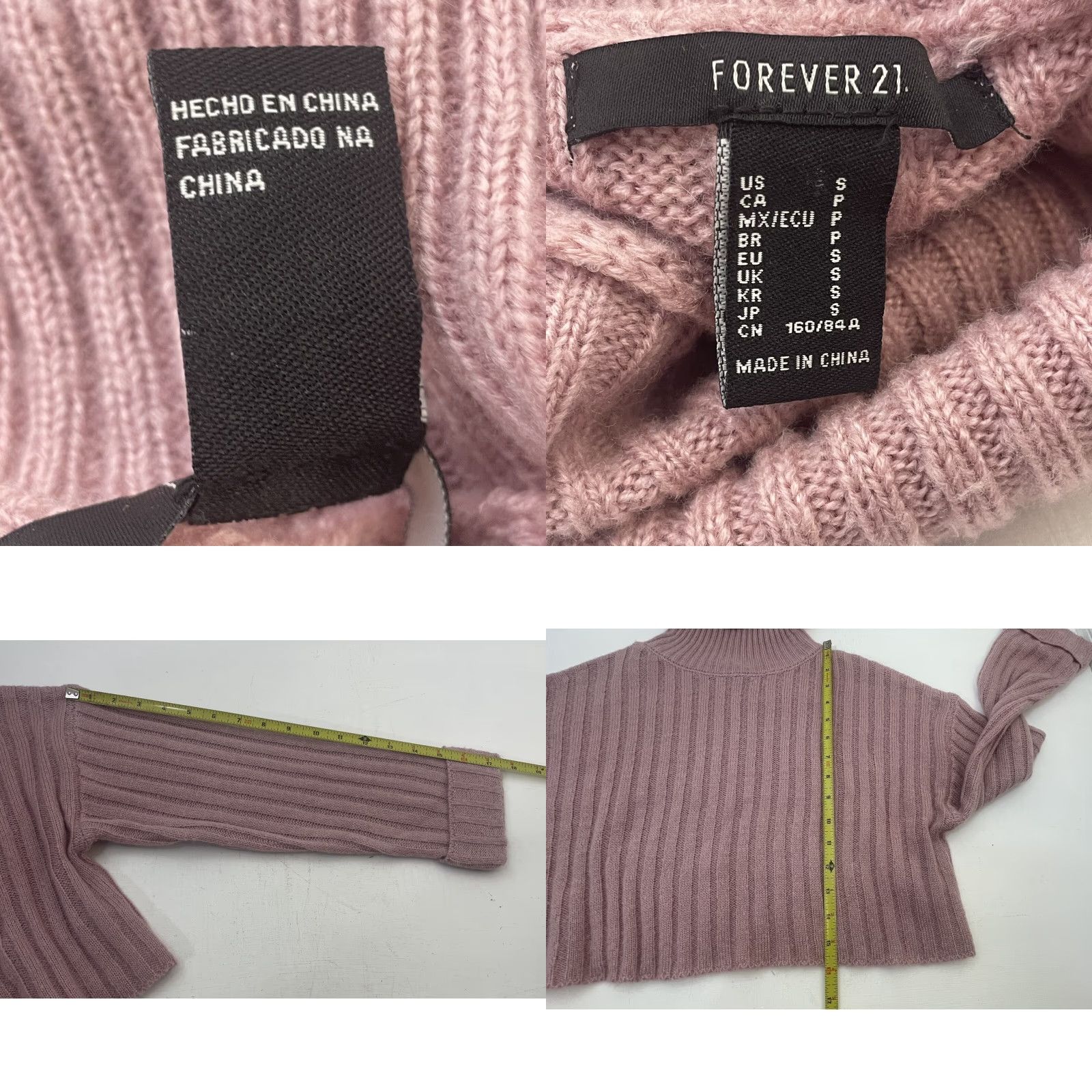 Forever 21 FOREVER 21 Cropped Turtleneck Sweater Women Small Blush Pullover Knit Tight-Knit Long Sleeve Casual 21st Century RN#94981 Size S / US 4 / IT 40 - 9 Thumbnail