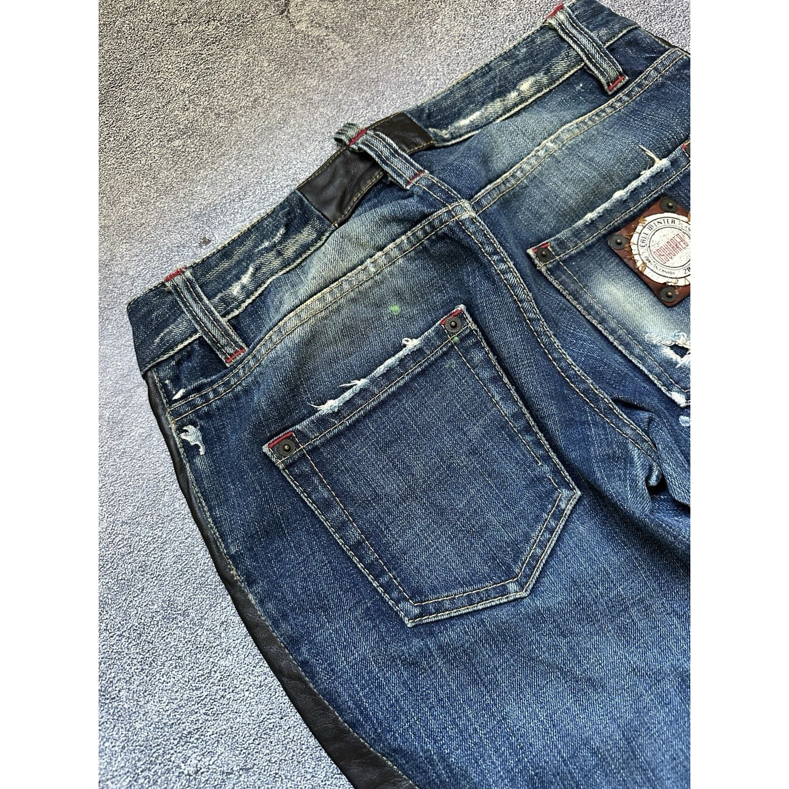 Dsquared2 Vintage Dsquared2 Distressed Leather Inserts Denim Pants Size 30" / US 8 / IT 44 - 12 Thumbnail