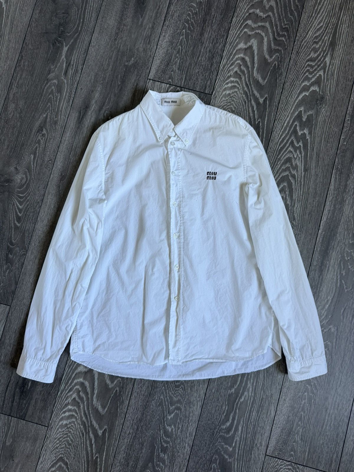 Miu Miu miu miu logo white button up cotton shirt Size US L / EU 52-54 / 3 - 1 Thumbnail
