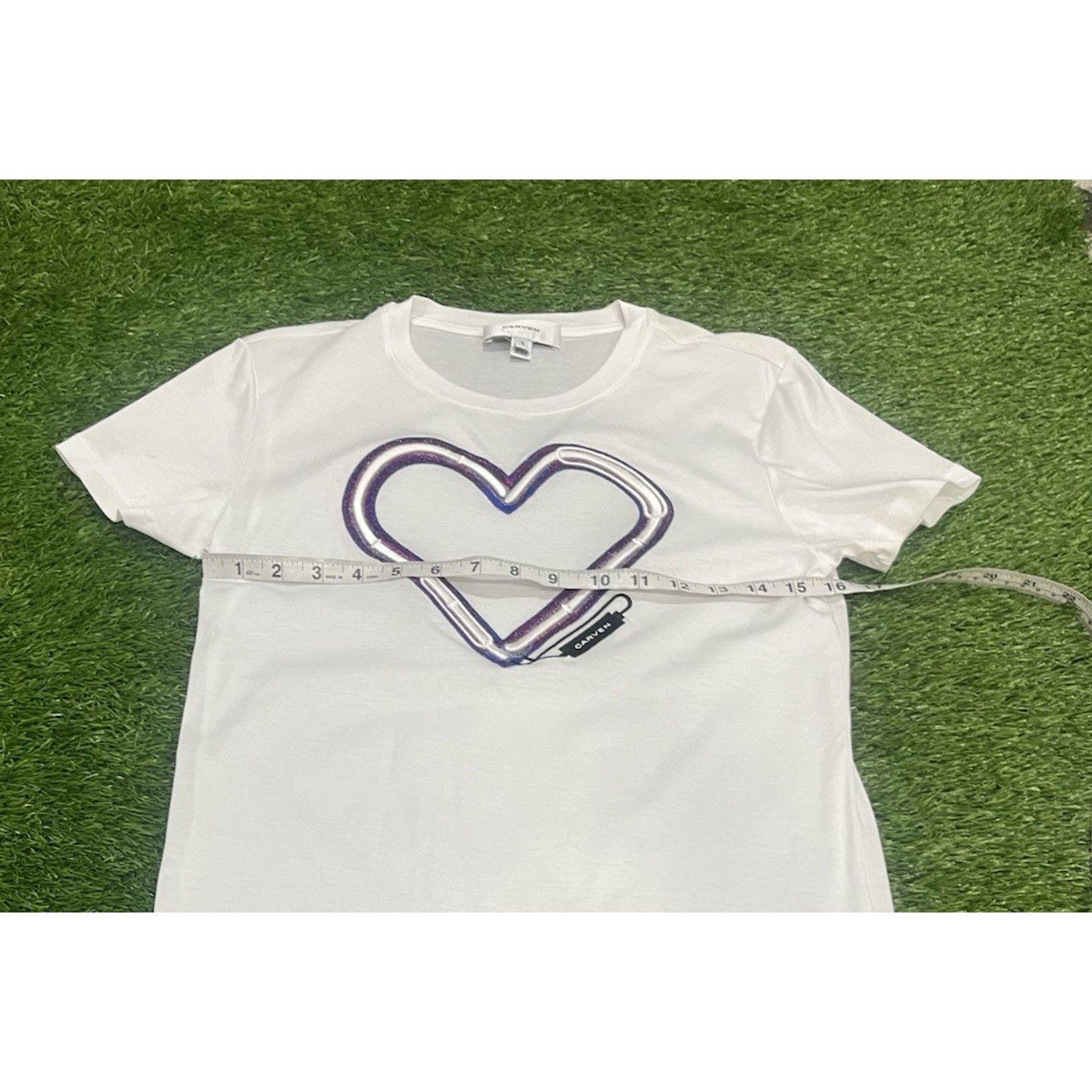 Carven Carven Embroidered Heart White Short Sleeve T-Shirt Size S Size S / US 4 / IT 40 - 8 Thumbnail
