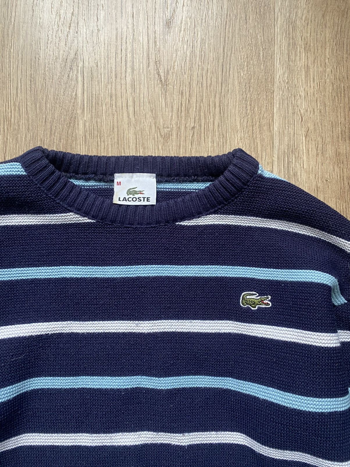 Lacoste × Vintage Vintage Chemise Lacoste Y2K striped white/blue sweater Size US M / EU 48-50 / 2 - 2 Thumbnail