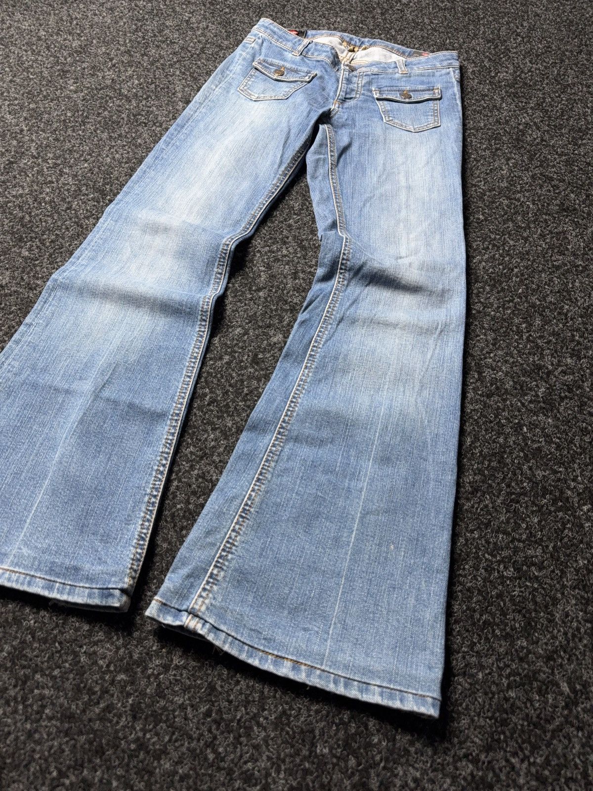 Le Grande Bleu (L.G.B.) Retro 00s Opium Lee Cooper Y2K Low Rise Flared Bootcut Jeans Size 25" / US 0 / IT 36 - 3 Thumbnail