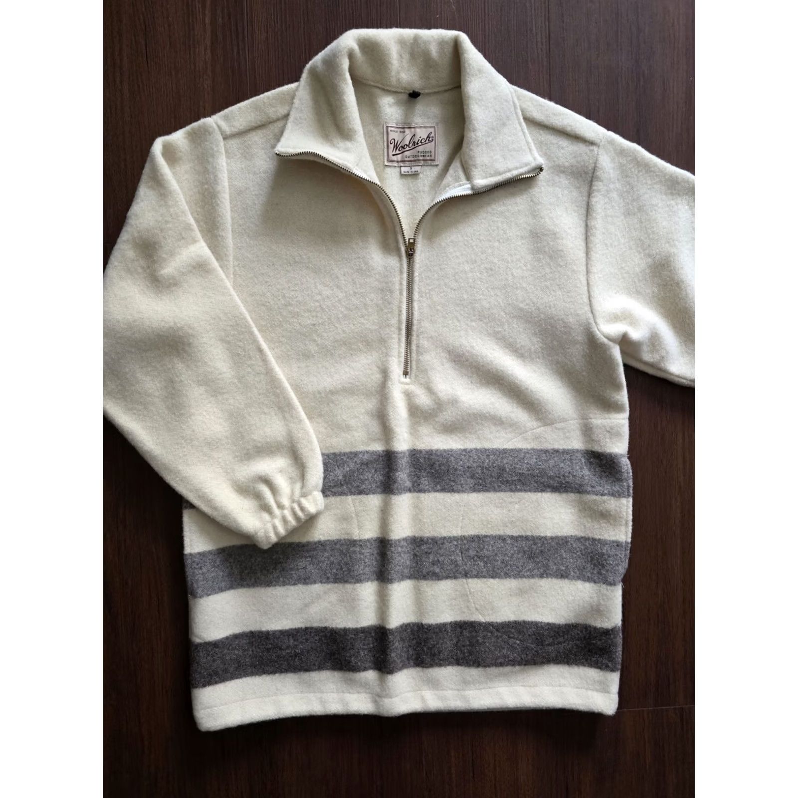 Vintage VINTAGE Woolrich Pullover 1/2 Zip Pockets Wool Mens Small Cream Grey USA Shirt Regular XS? Size US S / EU 44-46 / 1 - 2 Thumbnail