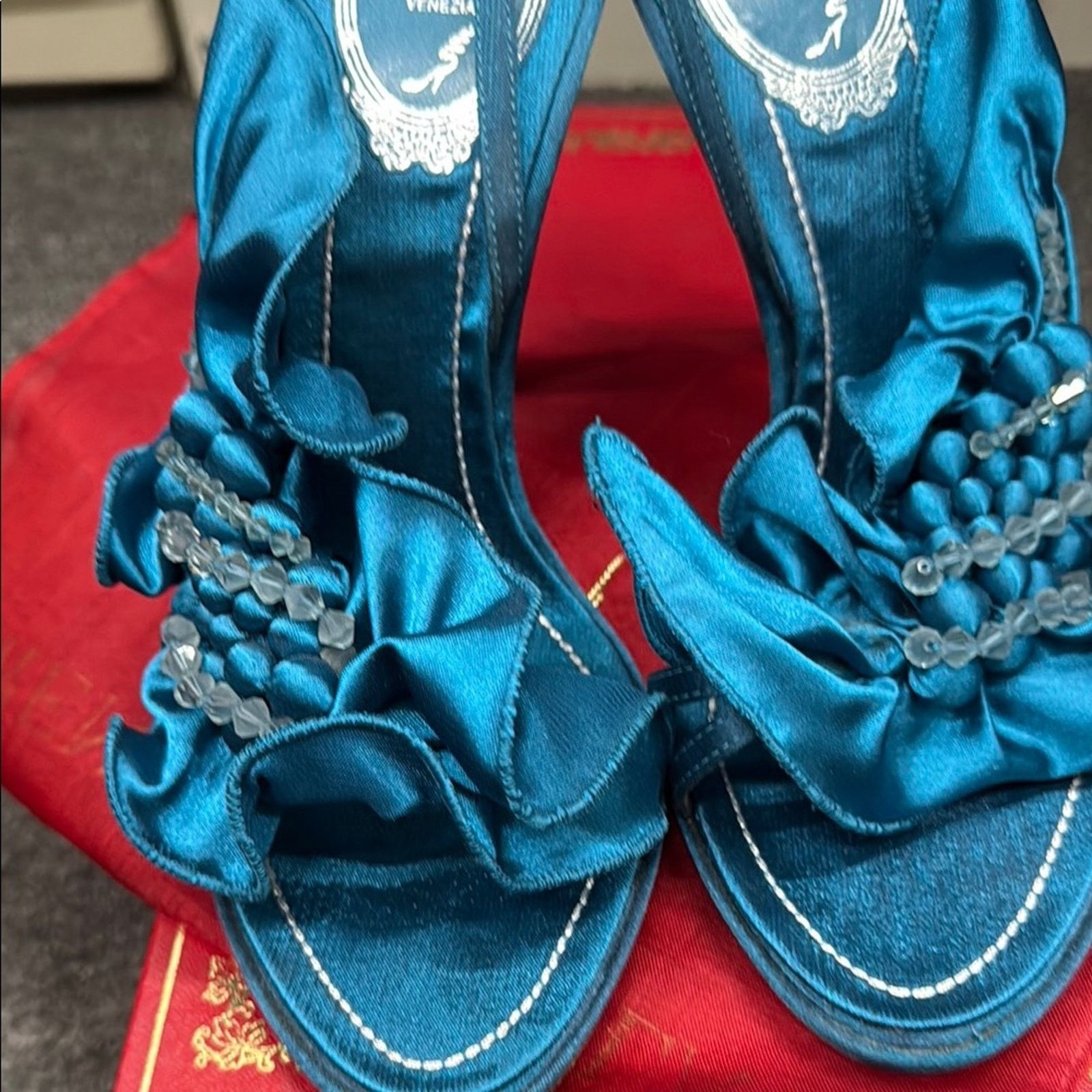 Rene Caovilla NWT Rene Caovilla Blue Satin Women's Shoes Size 37 US 7 Size US 7 / IT 37 - 2 Thumbnail