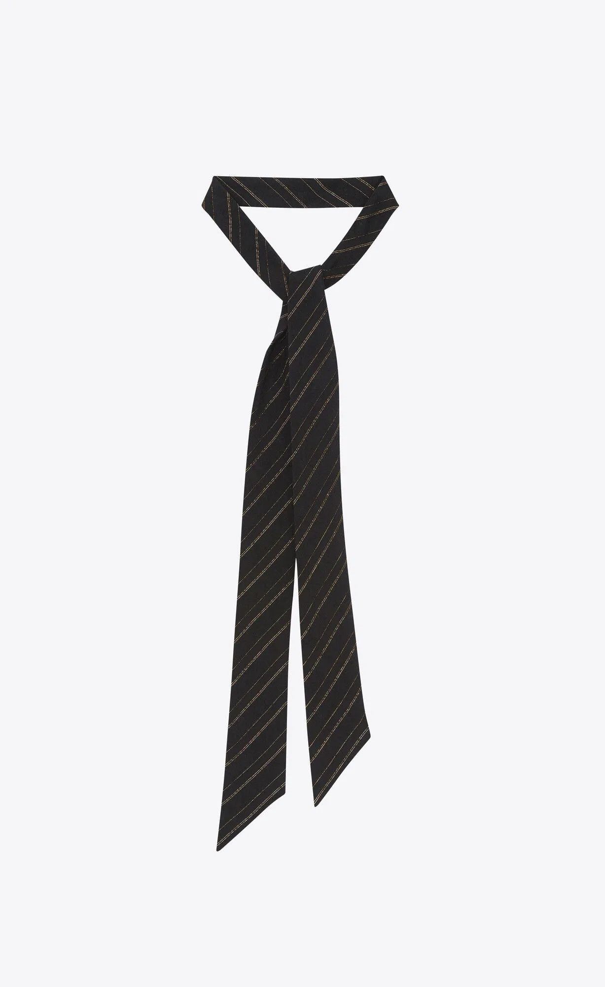 Saint Laurent Paris o1s1wg110225 Size: OS / Striped Lavallière Ti Silk in Black Size ONE SIZE - 1 Thumbnail