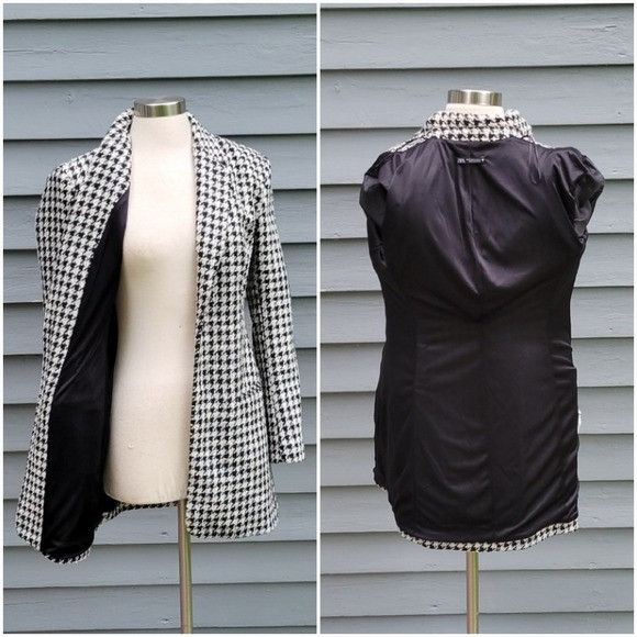 Zara Zara Black White Houndstooth Tweed Long Longline Lagenlook C Size M / US 6-8 / IT 42-44 - 4 Thumbnail