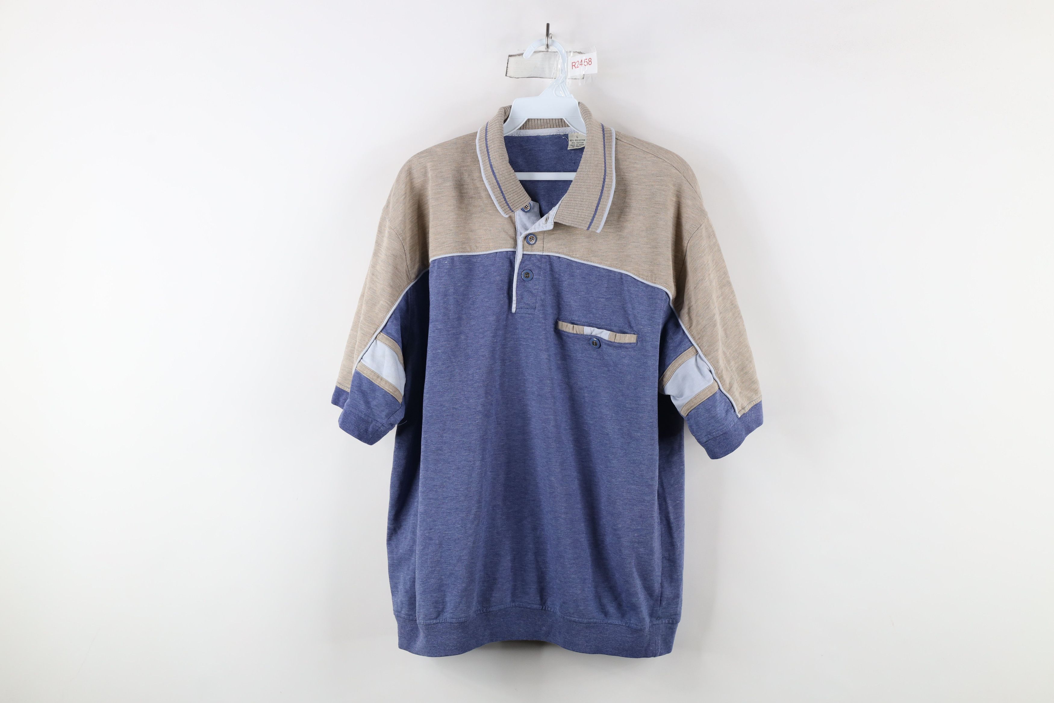 Vintage Vintage 90s Streetwear Block Collared Pullover Polo Shirt Size US L / EU 52-54 / 3 - 1 Thumbnail