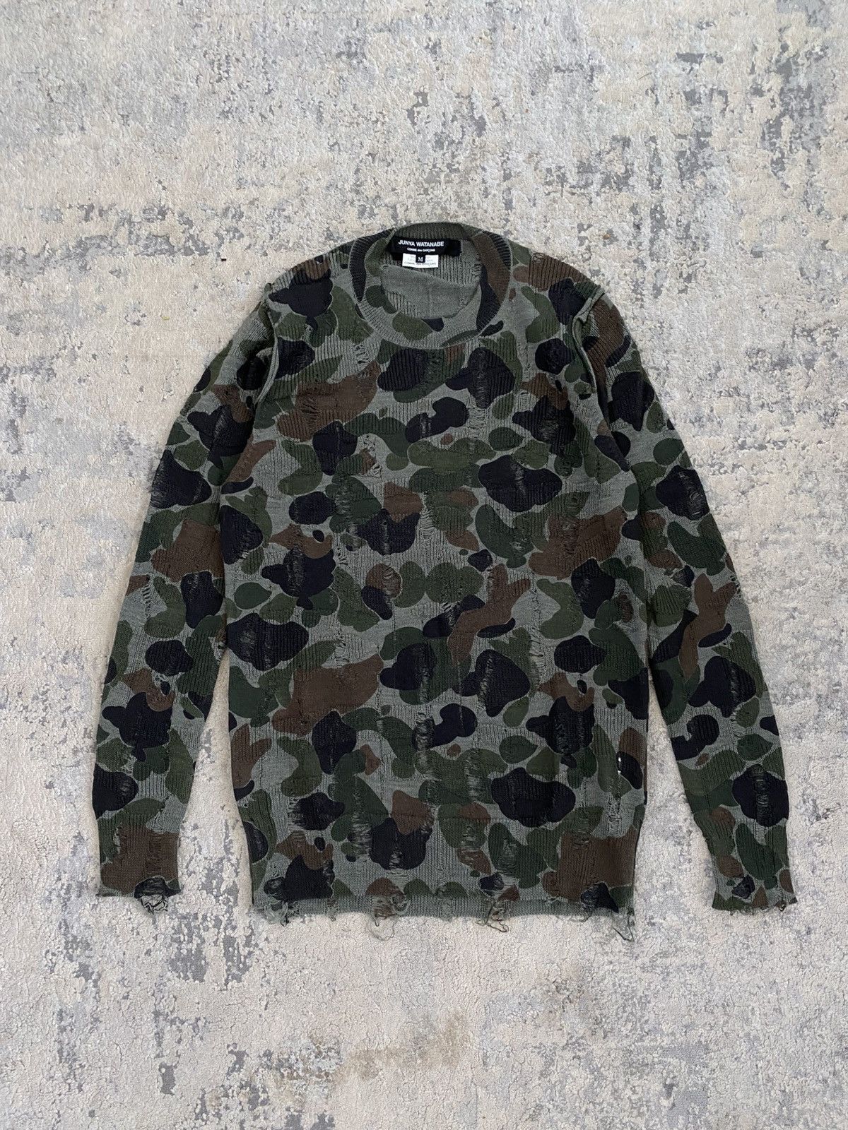 Junya Watanabe AD2010 Distressed Camo Knit Sweater Size US XS / EU 42 / 0 - 1 Thumbnail