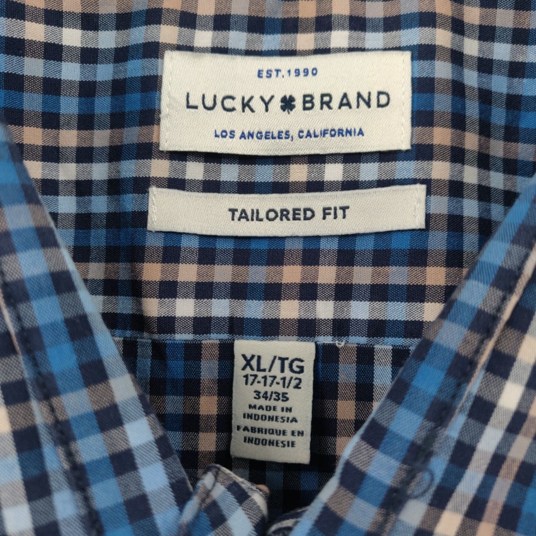Lucky Brand Lucky Brand Shirt Mens XL Blue Plaid Button-Up Easy Care Pockets Classic Fit Long Sleeve Tailored Size US XL / EU 56 / 4 - 6 Thumbnail