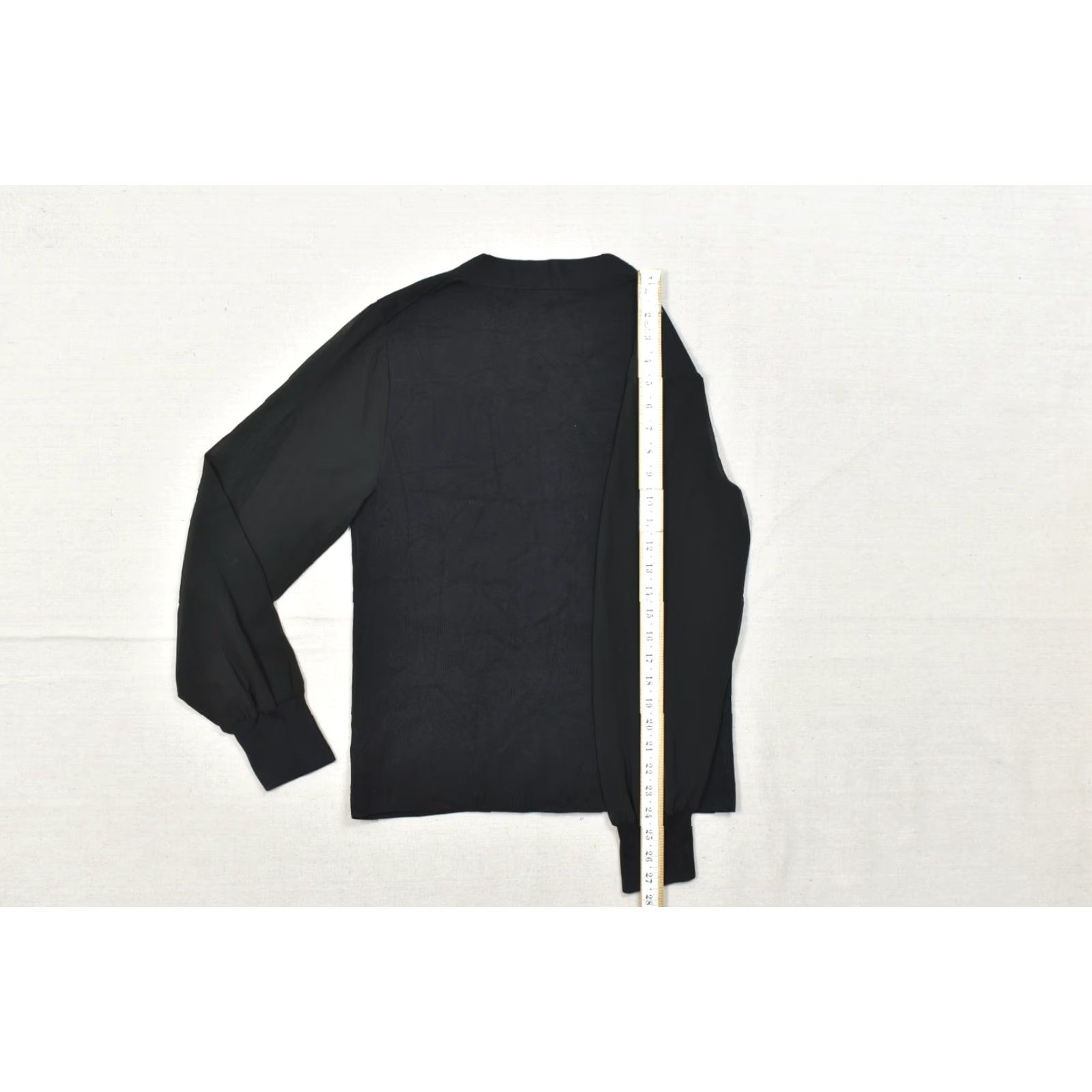 Talbots Talbots Women's M Black V-Neck Knit Sweater Pullover Long Sleeve Bishop Sheer Chiffon Casual Winter Fall Spring Knit Cotton Solid Size M / US 6-8 / IT 42-44 - 5 Thumbnail