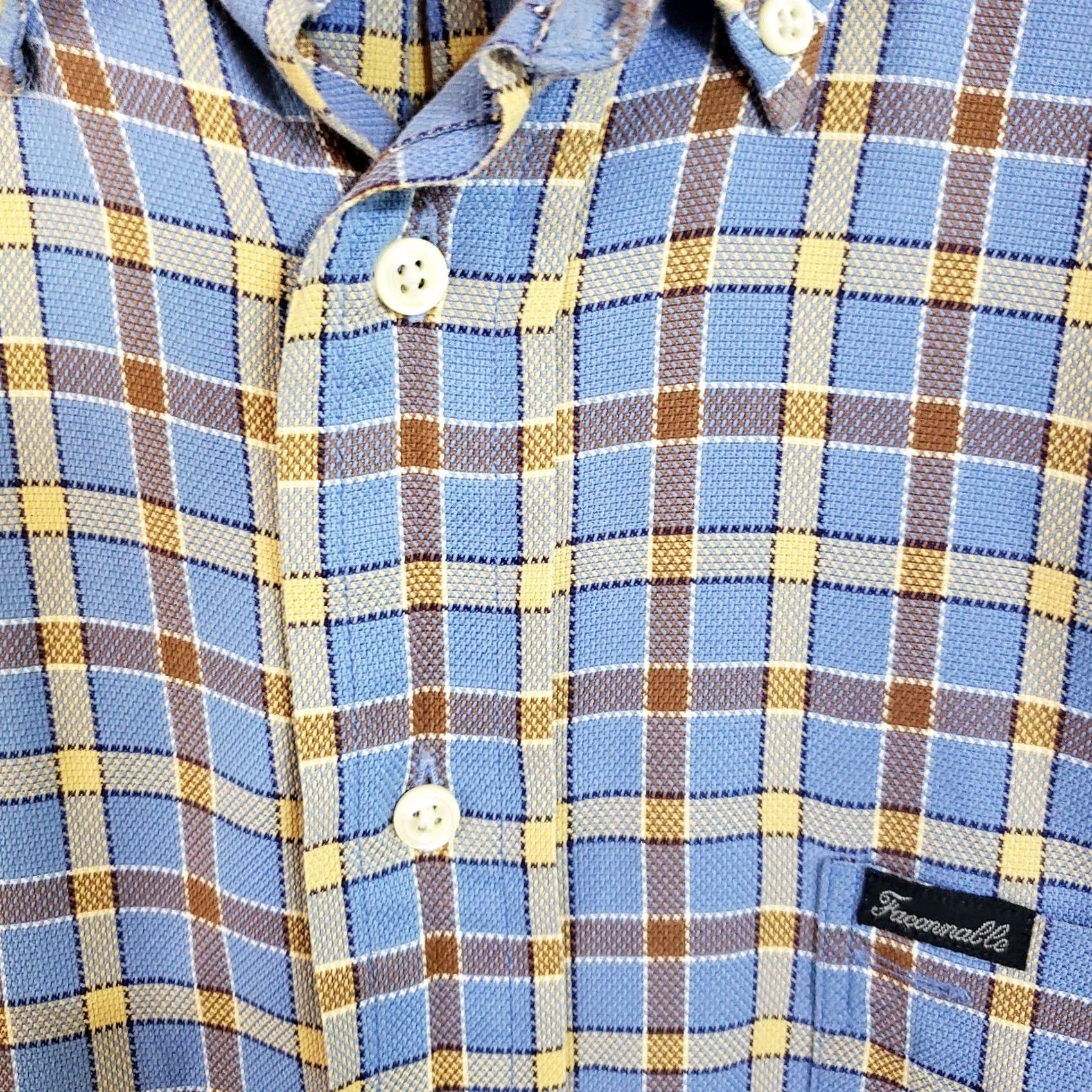 Faconnable VINTAGE Façonnable Shirt XL Light Blue Button-Down Long Sleeve Plaid Big Weave Casual Mens Size US XL / EU 56 / 4 - 5 Thumbnail