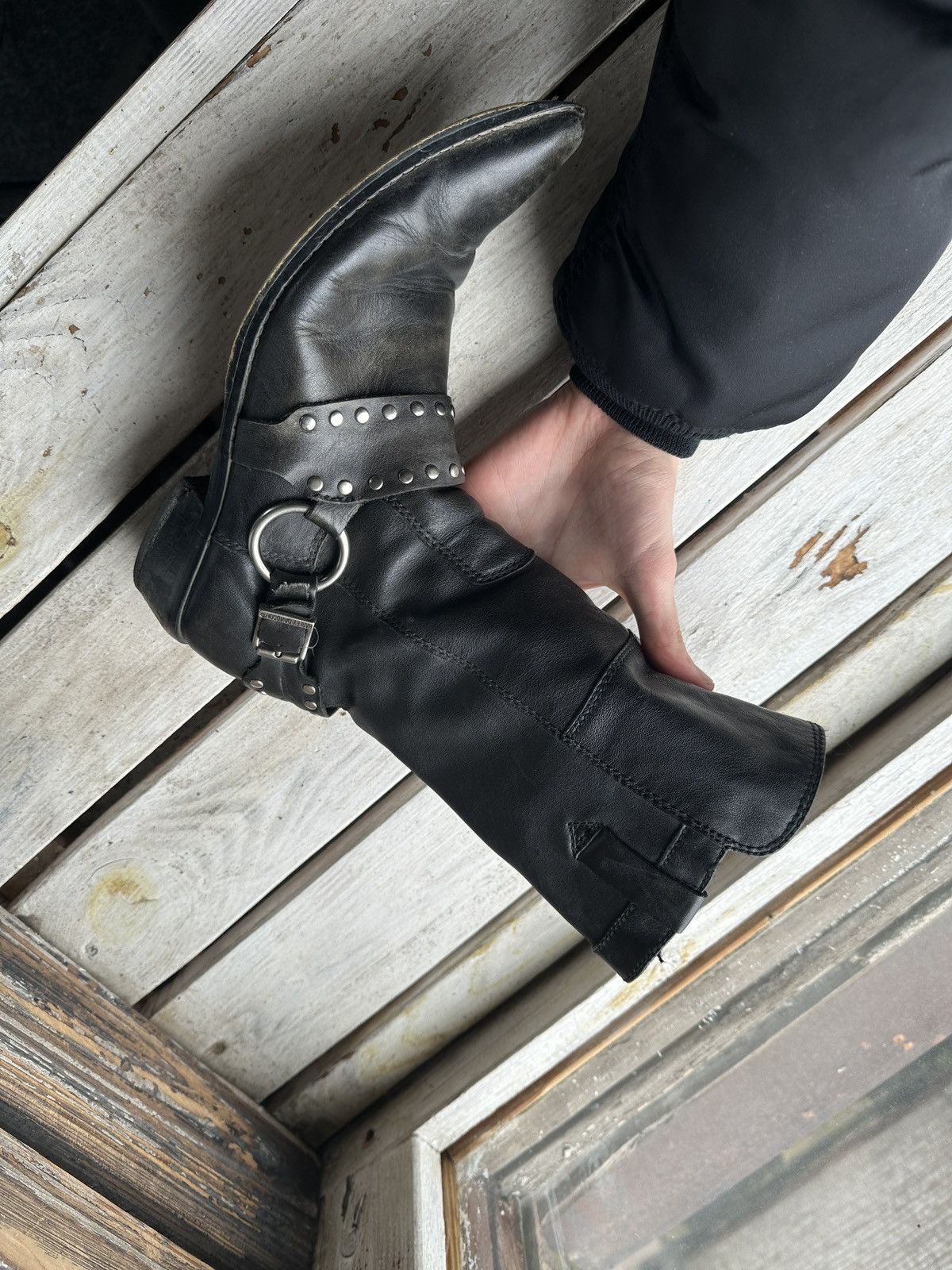 Harley Davidson 🚨RARE HARLEY DAVIDSON BLACK BOOTS METAL WITH LOGO IF6WAS9 Size US 9 / IT 39 - 13 Thumbnail