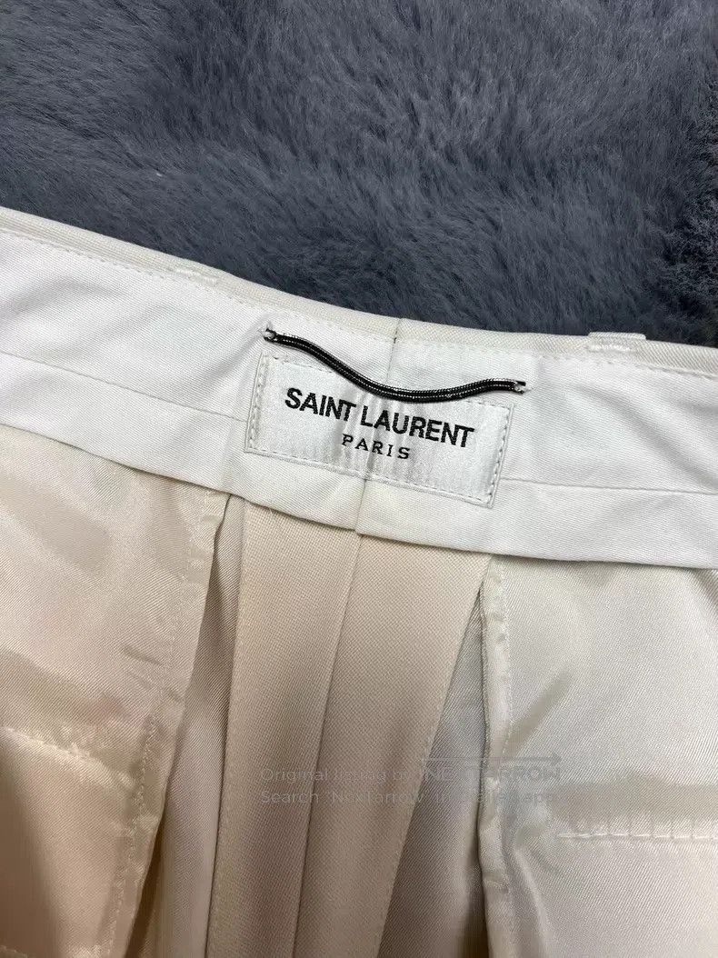 Saint Laurent Paris Saint Laurent Paris White 9-Figure Wool Trousers Size US 30 / EU 46 - 3 Thumbnail