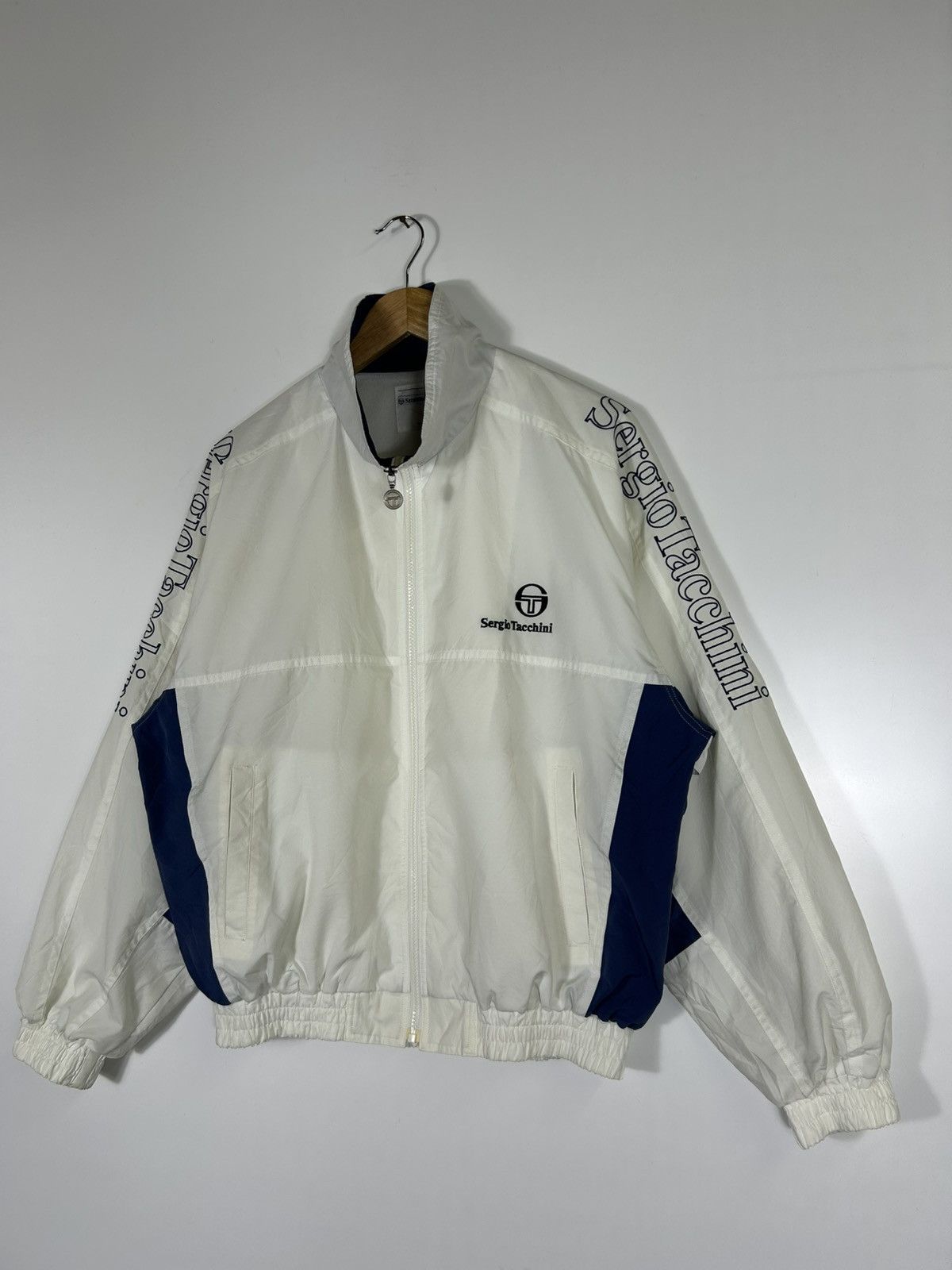 Sergio Tacchini Vintage Sergio Tacchini Track Jacket – Logo Tape Windbreaker Size US L / EU 52-54 / 3 - 3 Thumbnail