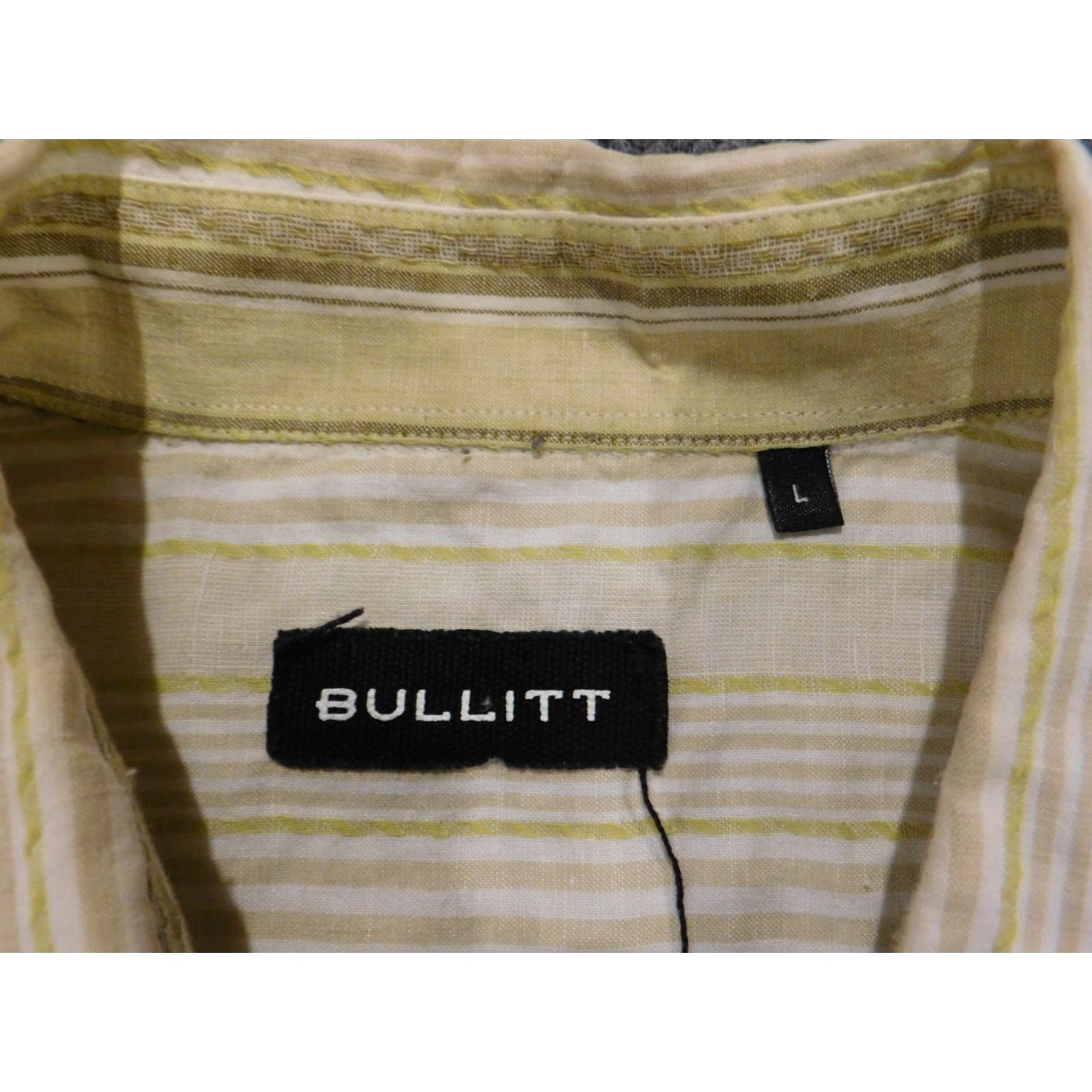 Vintage Bullitt Mens Shirt Large Green classic button down Casual Knit Cotton Slim Long Sleeve Button-Up Collared - Mens Size US L / EU 52-54 / 3 - 4 Thumbnail