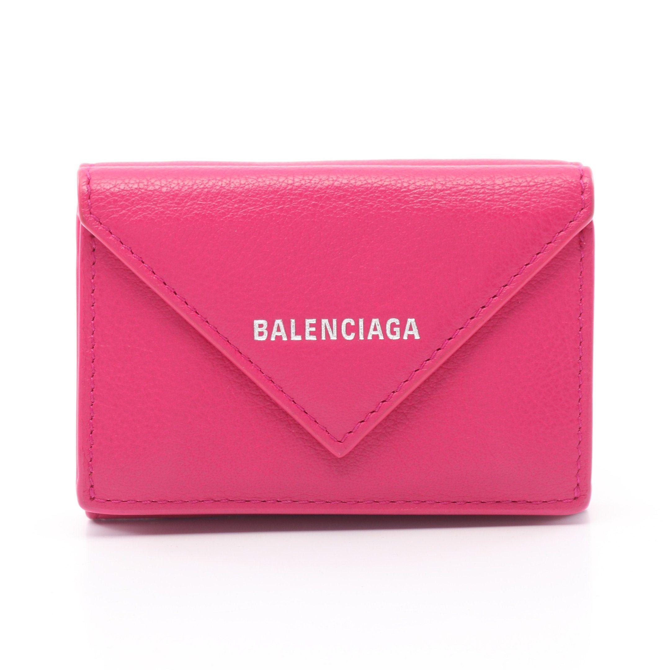 Balenciaga Balenciaga Paper Mini Wallet Compact Trifold Leather Pink Purple Size ONE SIZE - 1 Thumbnail