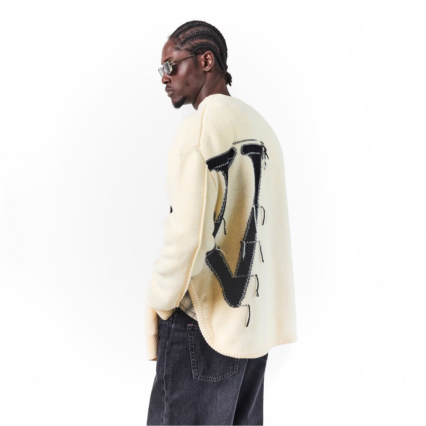 Off-White o1g2r1mq0226 Crew Sweater In Cream Size US L / EU 52-54 / 3 - 4 Thumbnail