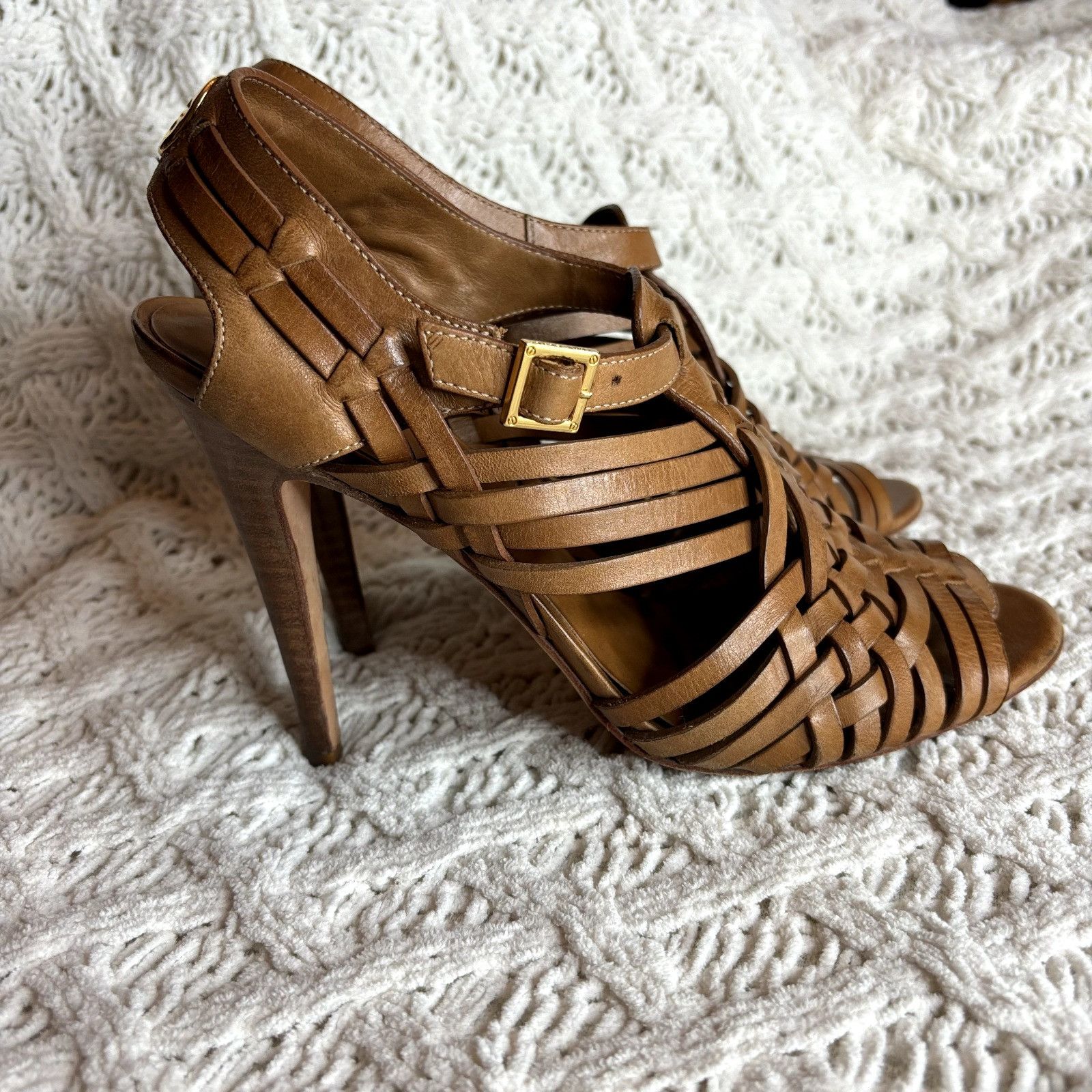 Tory Burch Tory Burch Nadia Huarache Sandals Women's Size 9 M Tan Leath Size US 9 / IT 39 - 2 Thumbnail