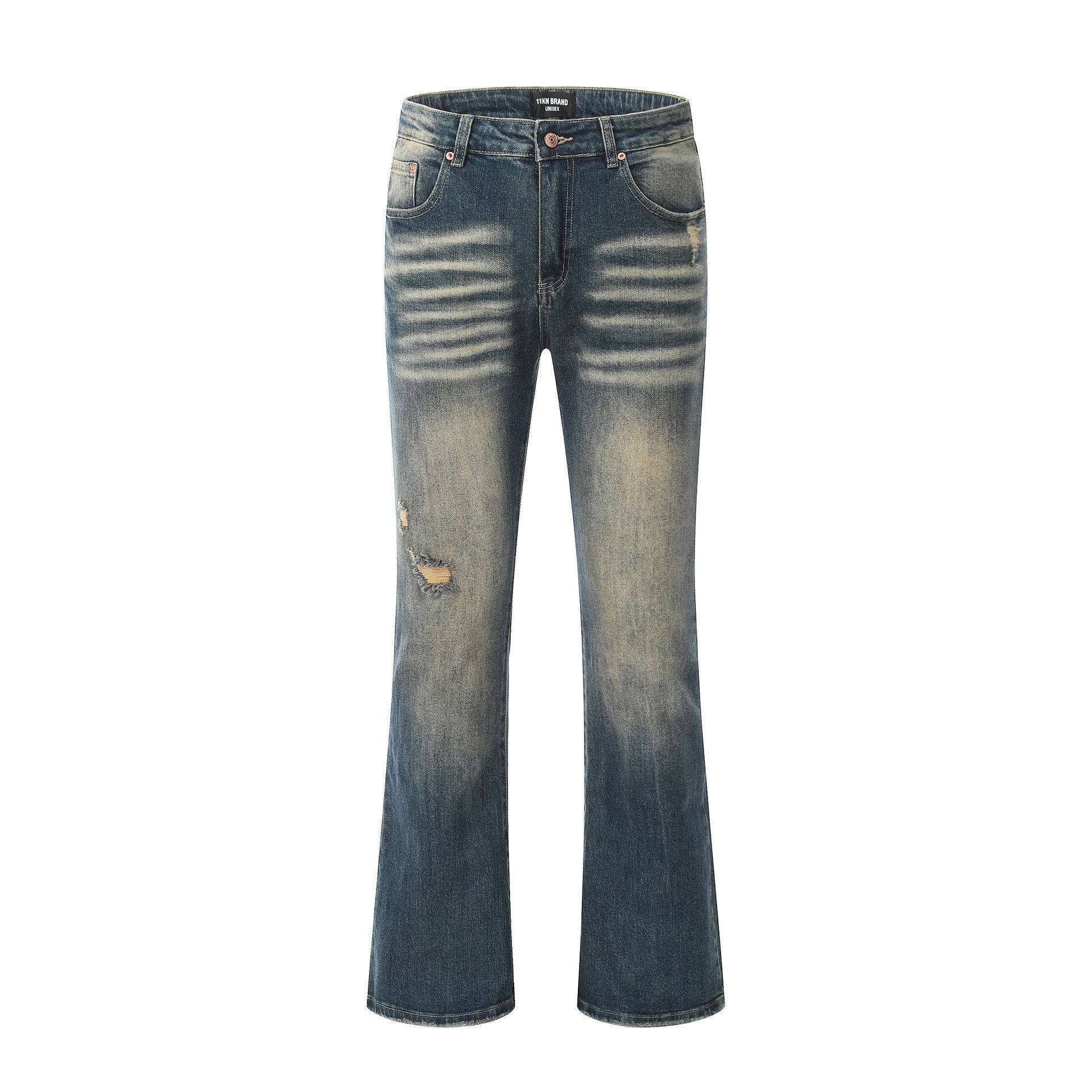 Japanese Brand × Jean High street wide-leg flared whisker ripped cargo jeans Size US 32 / EU 48 - 1 Thumbnail