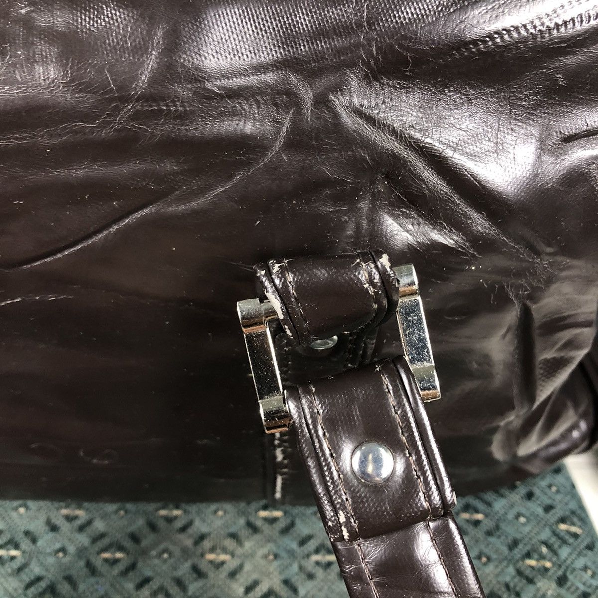 Nike 📌Vintage Soft Leather Hand Carry Luggage Nike Big Swoosh Size ONE SIZE - 18 Thumbnail
