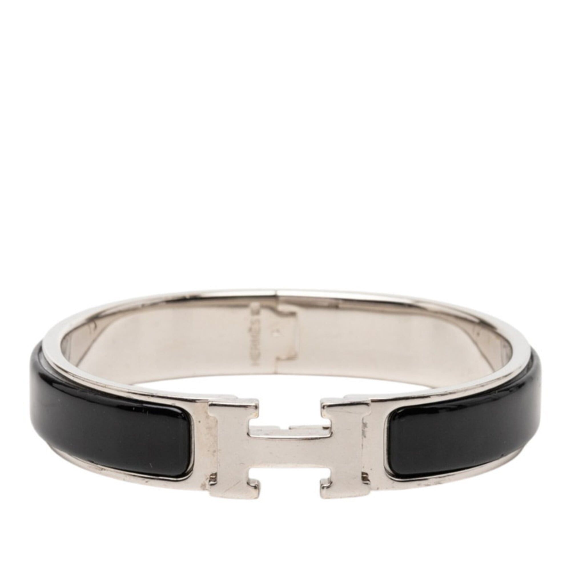 Hermes Hermes Click H PM Bracelet, Silver, Black Metal Enamel, Women's Size ONE SIZE - 1 Thumbnail