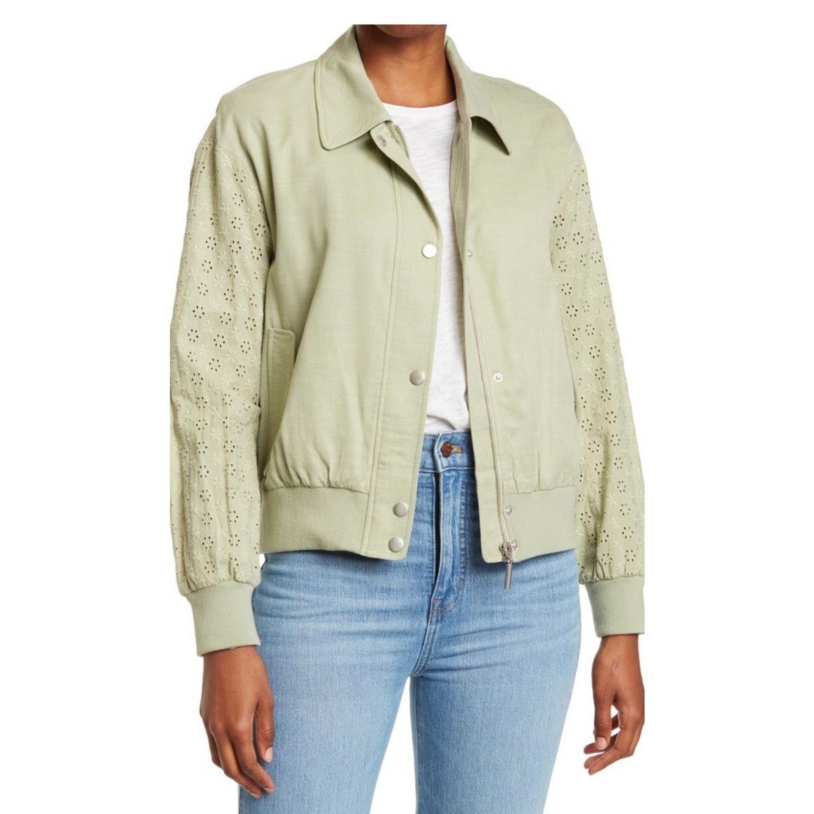 Avec Ces Freres Avec Les Filles Eyelet Sleeve Cotton Jacket Size M A003052 Size M / US 6-8 / IT 42-44 - 1 Thumbnail