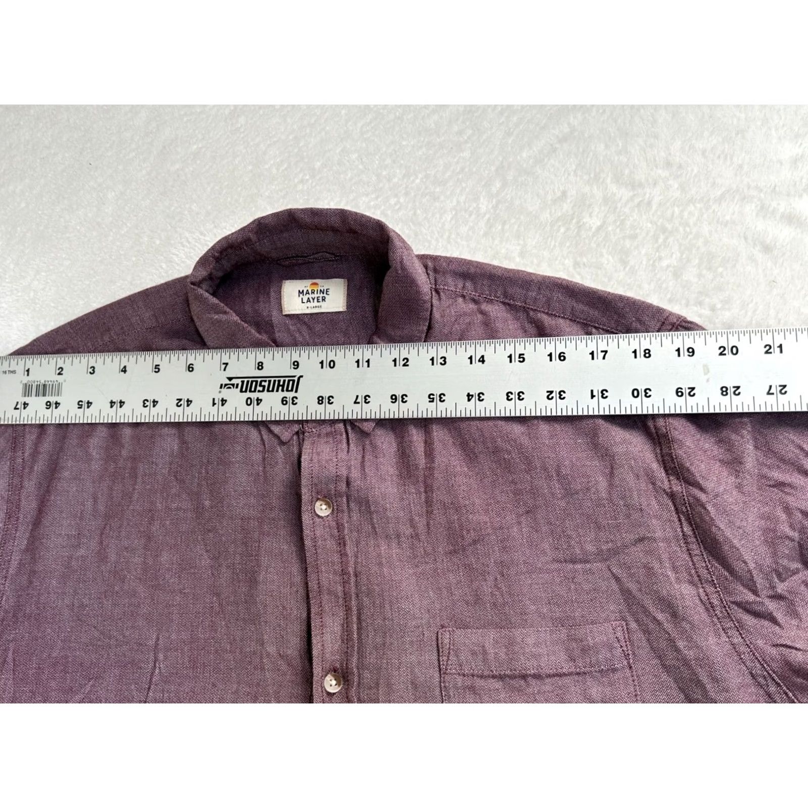 Marine Layer Marine Layer Button Up Shirt XL Long Sleeve Herringbone Burgundy Plum Mens Casual Outdoor Size US XL / EU 56 / 4 - 7 Thumbnail