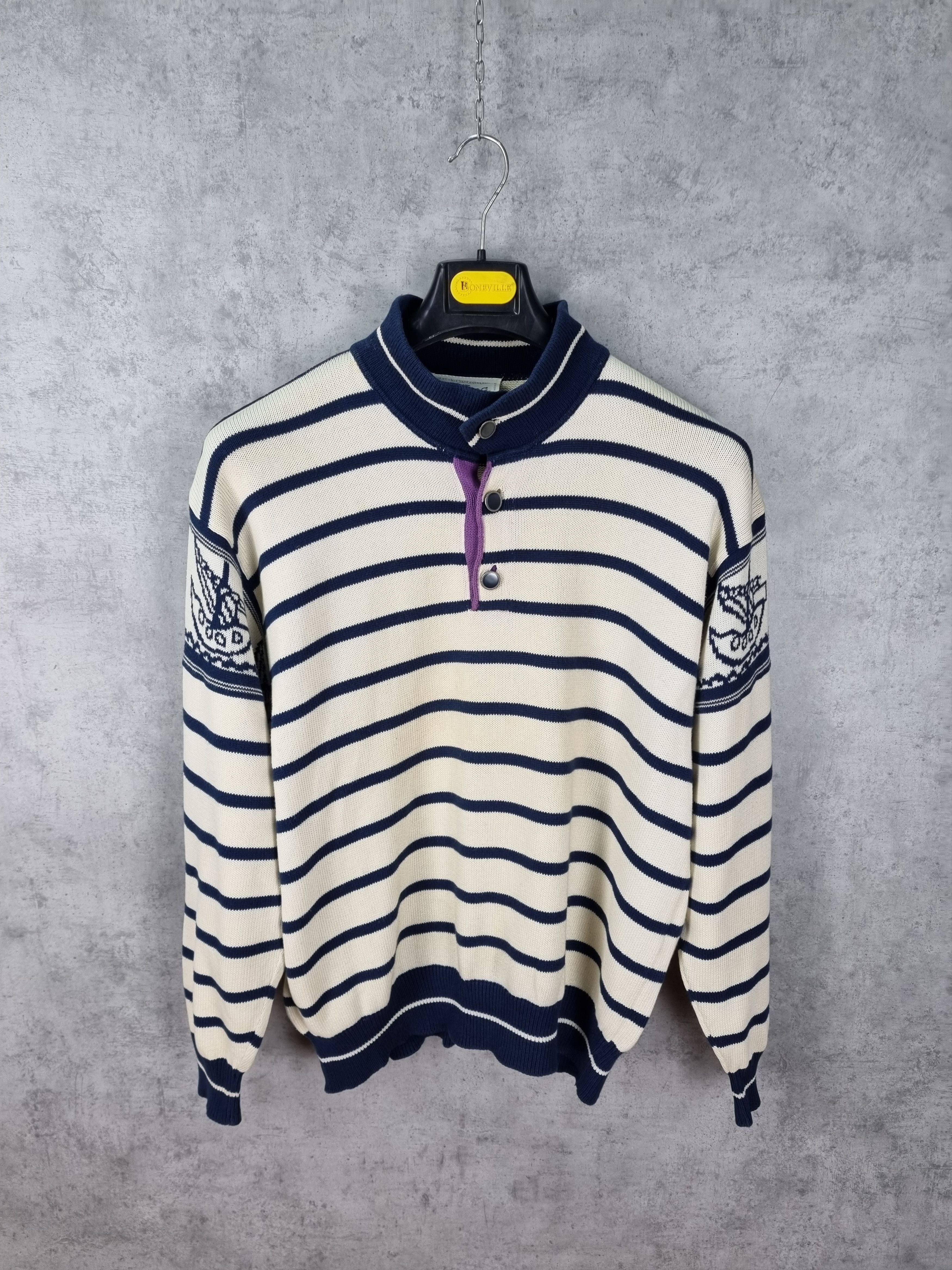 Iceberg × Jean Charles De Castelbajac Striped Castelbajac pour Iceberg Knitted Sweater Size US L / EU 52-54 / 3 - 3 Thumbnail