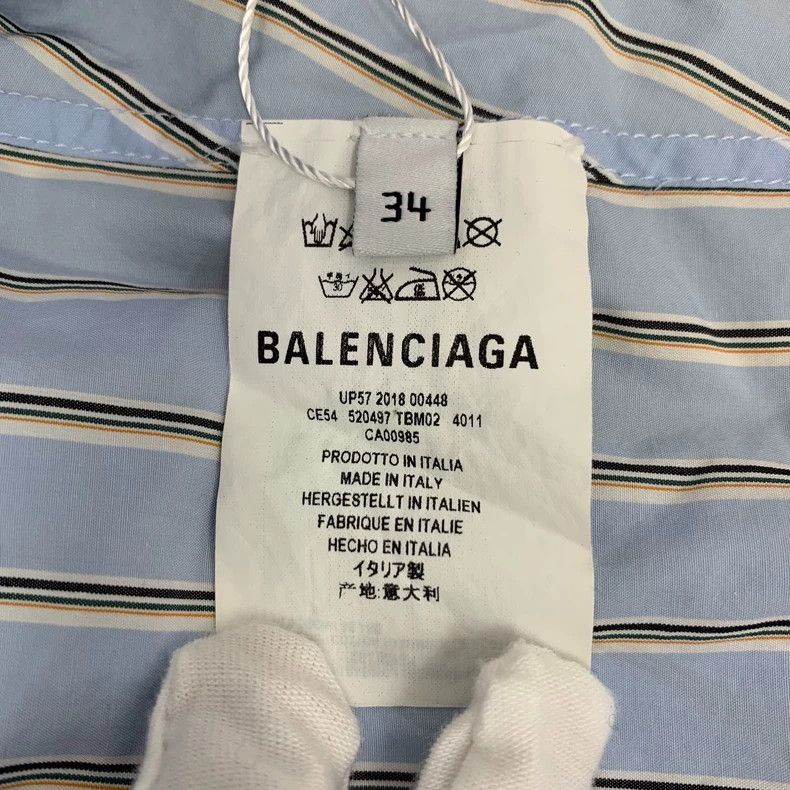 Balenciaga Balenciaga size 34 Long shirt with blue stripes and logo s Size XS / US 0-2 / IT 36-38 - 6 Thumbnail