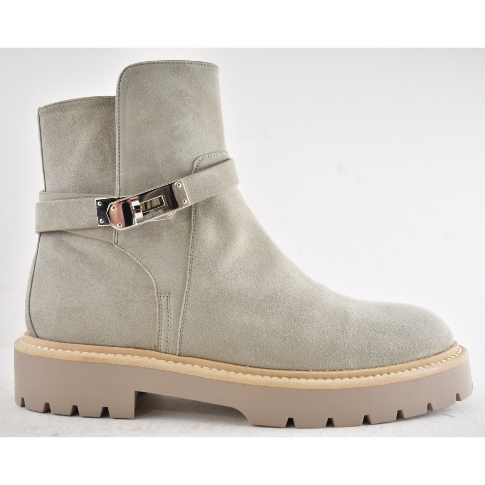 Hermes Hermes Jeff Ankle Boot Galet Suede Goatskin Kelly Lock 40 Size US 10 / IT 40 - 4 Thumbnail